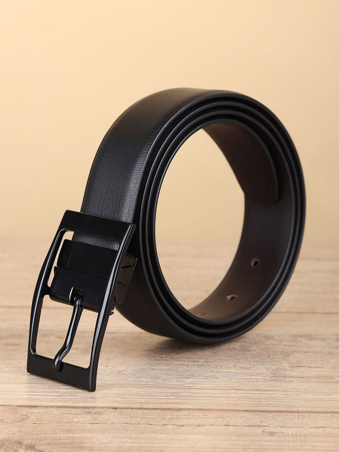 

WINSOME DEAL Men Tang Closure Textured Formal Belt, Black