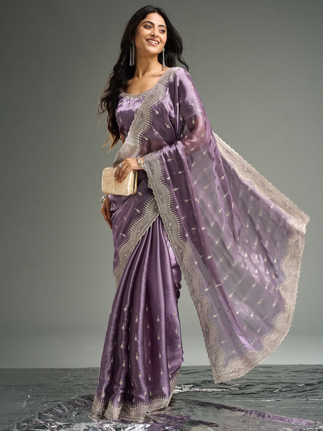 

kasee Embellished Embroidered Saree, Lavender