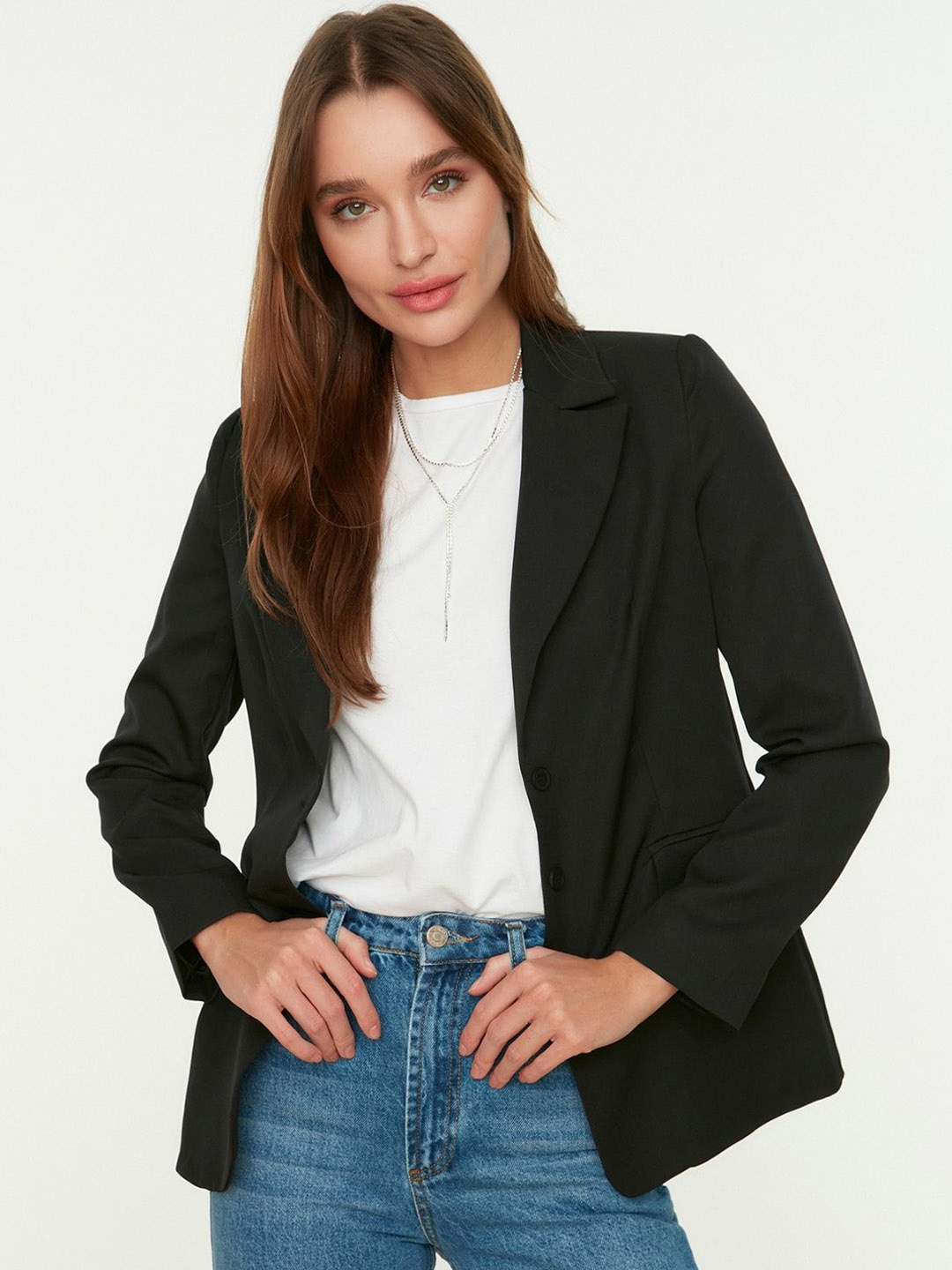 

Trendyol Women Crop Tailored Jacket, Na