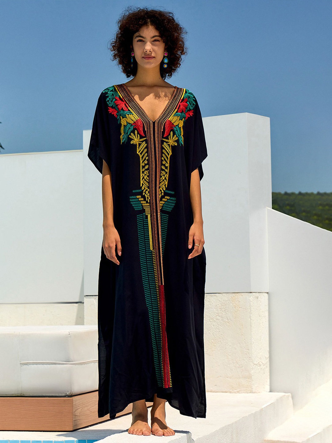 

LULU & SKY Women Ethnic Motifs Printed Maxi Dress, Black
