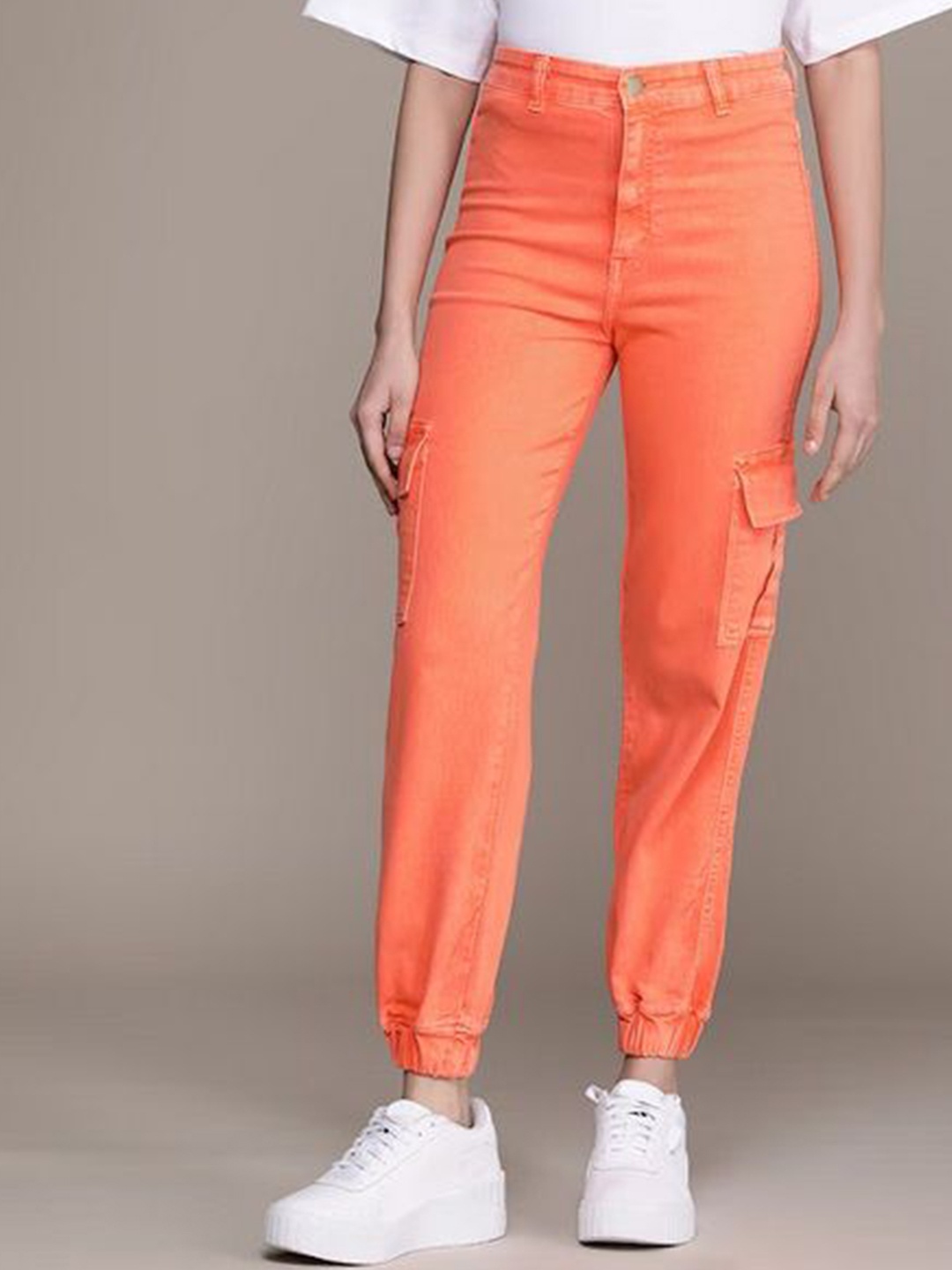 

GUTI Women Mom Fit High-Rise Joggers, Orange