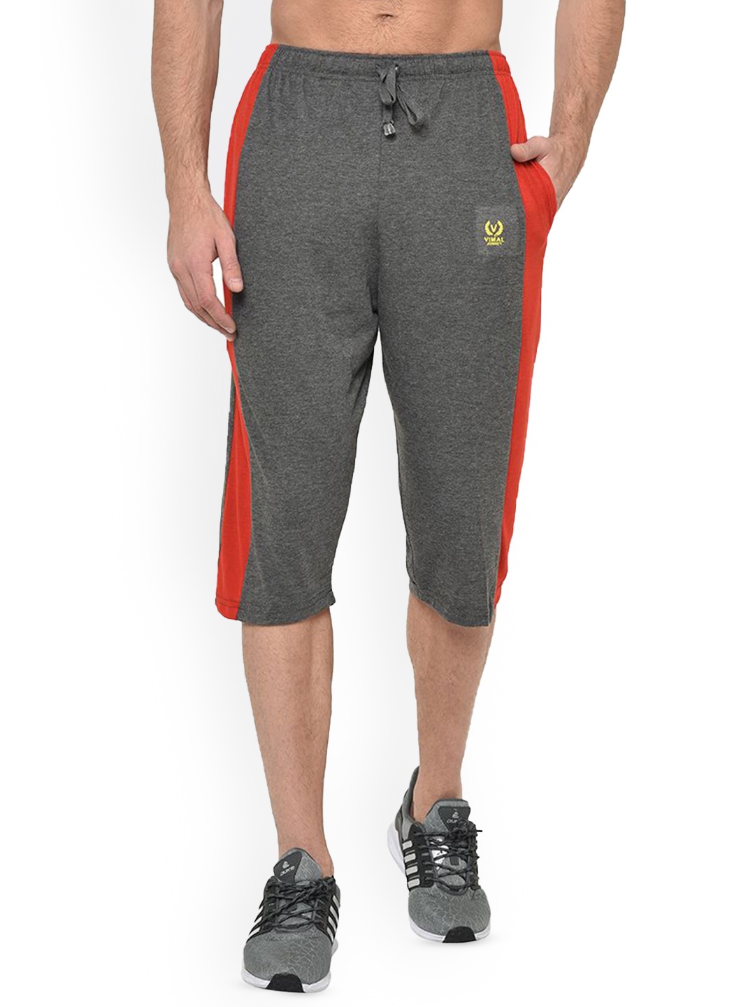 

MACK JONNEY Men Cotton Mid-Rise Running Shorts, Grey