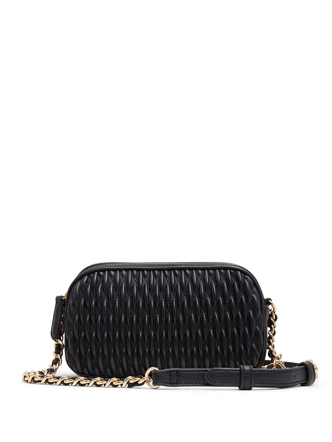 

ALDO Textured PU Structured Sling Bag with Fringed, Black