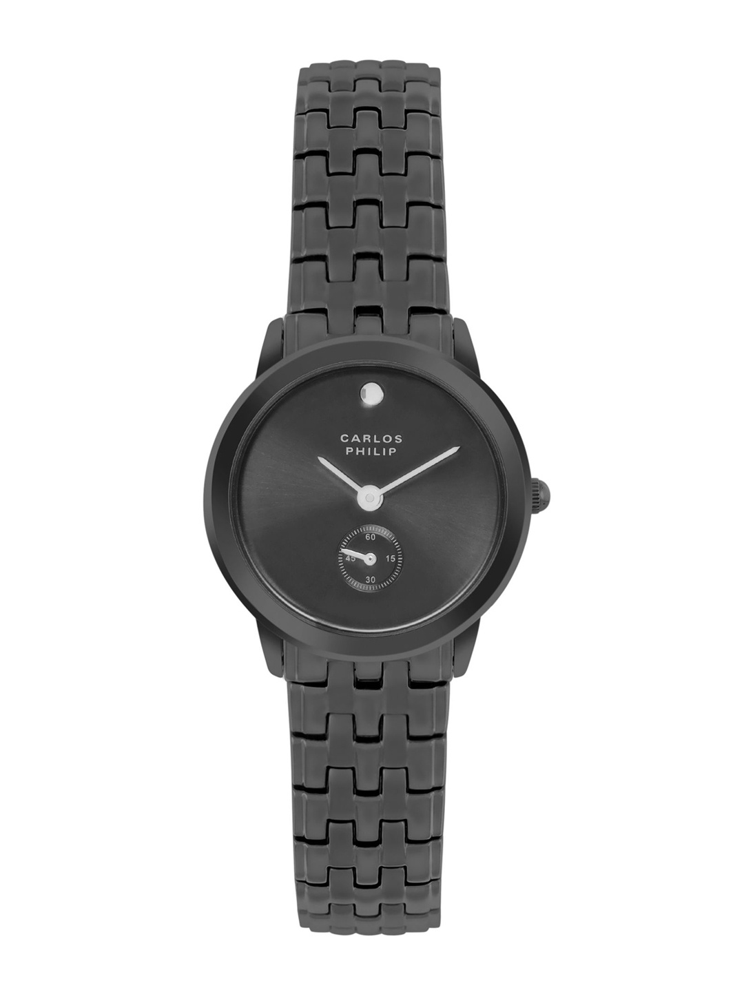 

CARLOS PHILIP Women Brass Embellished Dial & Stainless Steel Bracelet Style Straps Analogue Watch Ensemble, Black