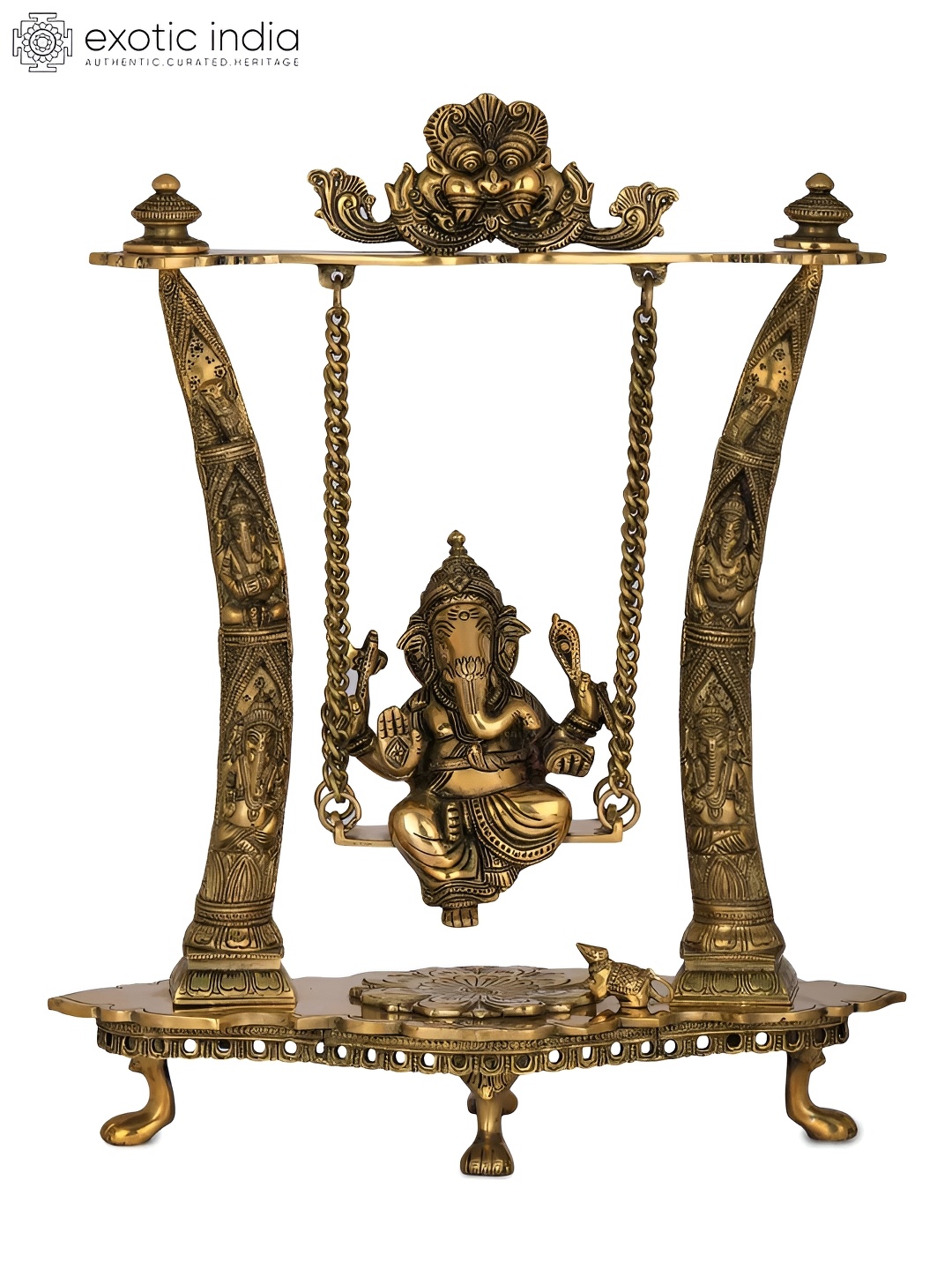 

Exotic India Gold-Toned Religious Swing Ganesha Idol Showpiece