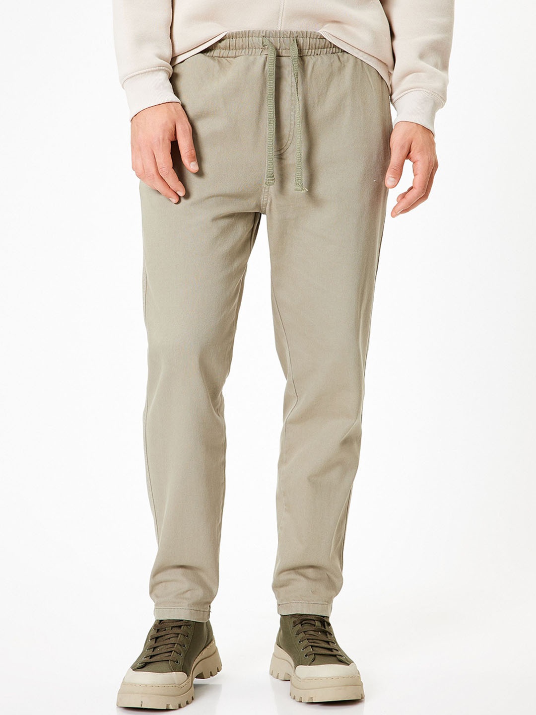 

Koton Men Mid-Rise Cotton Trousers, Off white