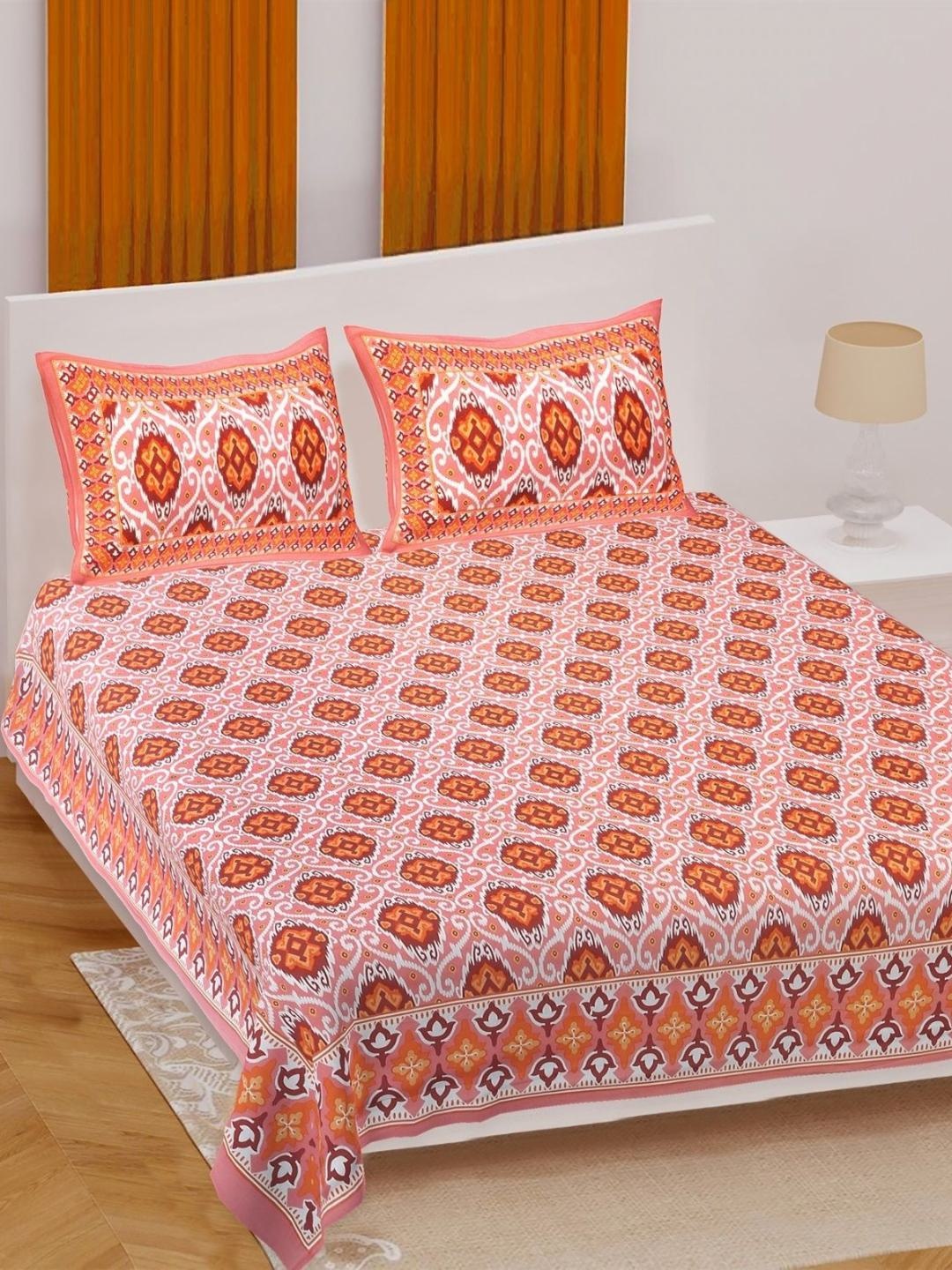 

Texstylers Pink Floral 186 TC Queen Bedsheet with 2 Pillow Covers