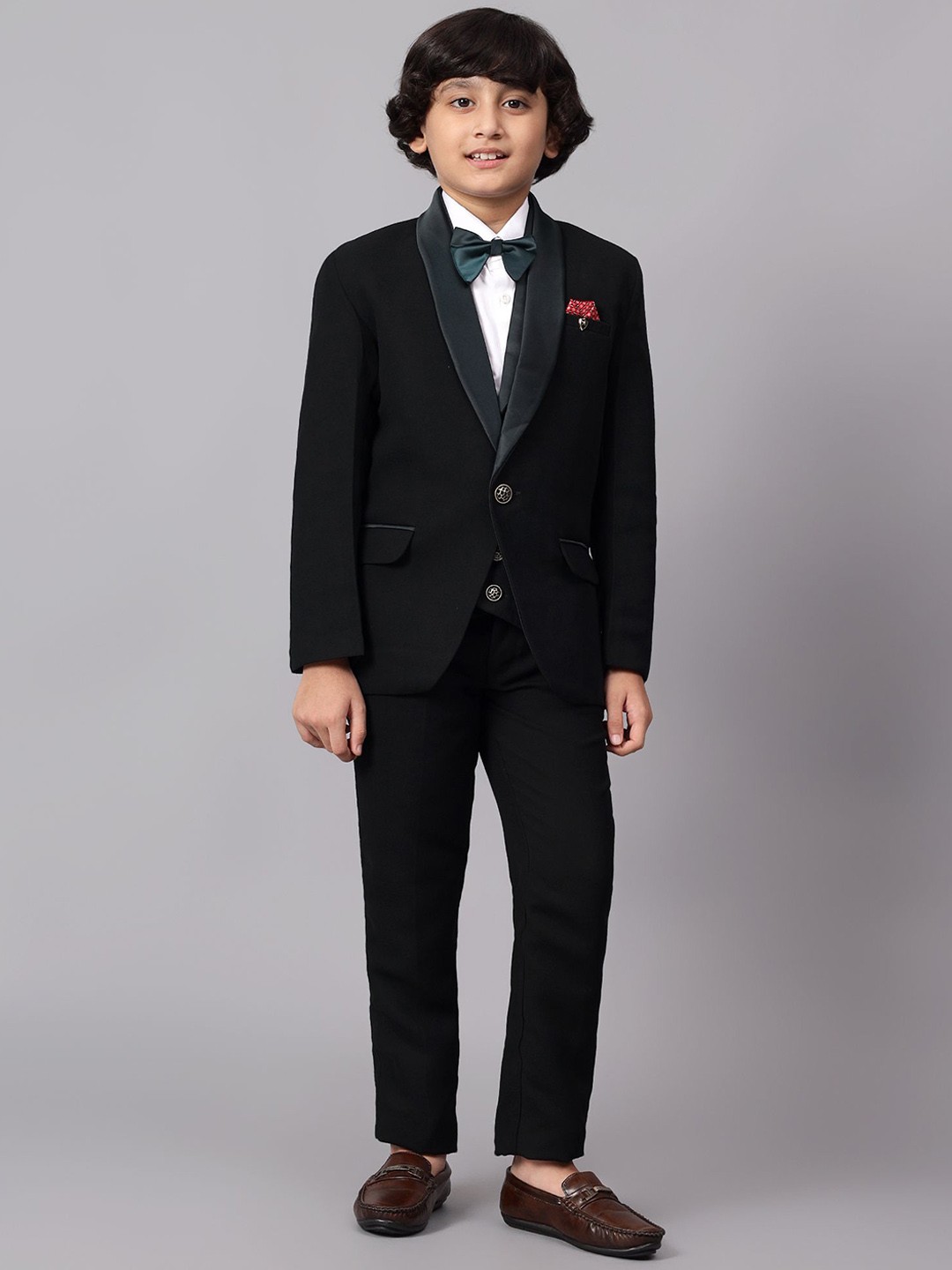 

BAESD Boys Long Sleeve Ventless 5-Piece Formal Suit, Black