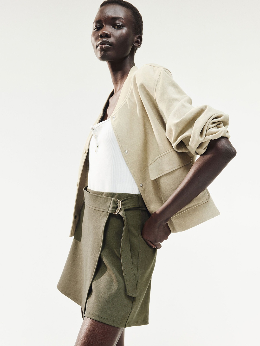 

H&M Jersey Wrap Skort, Green