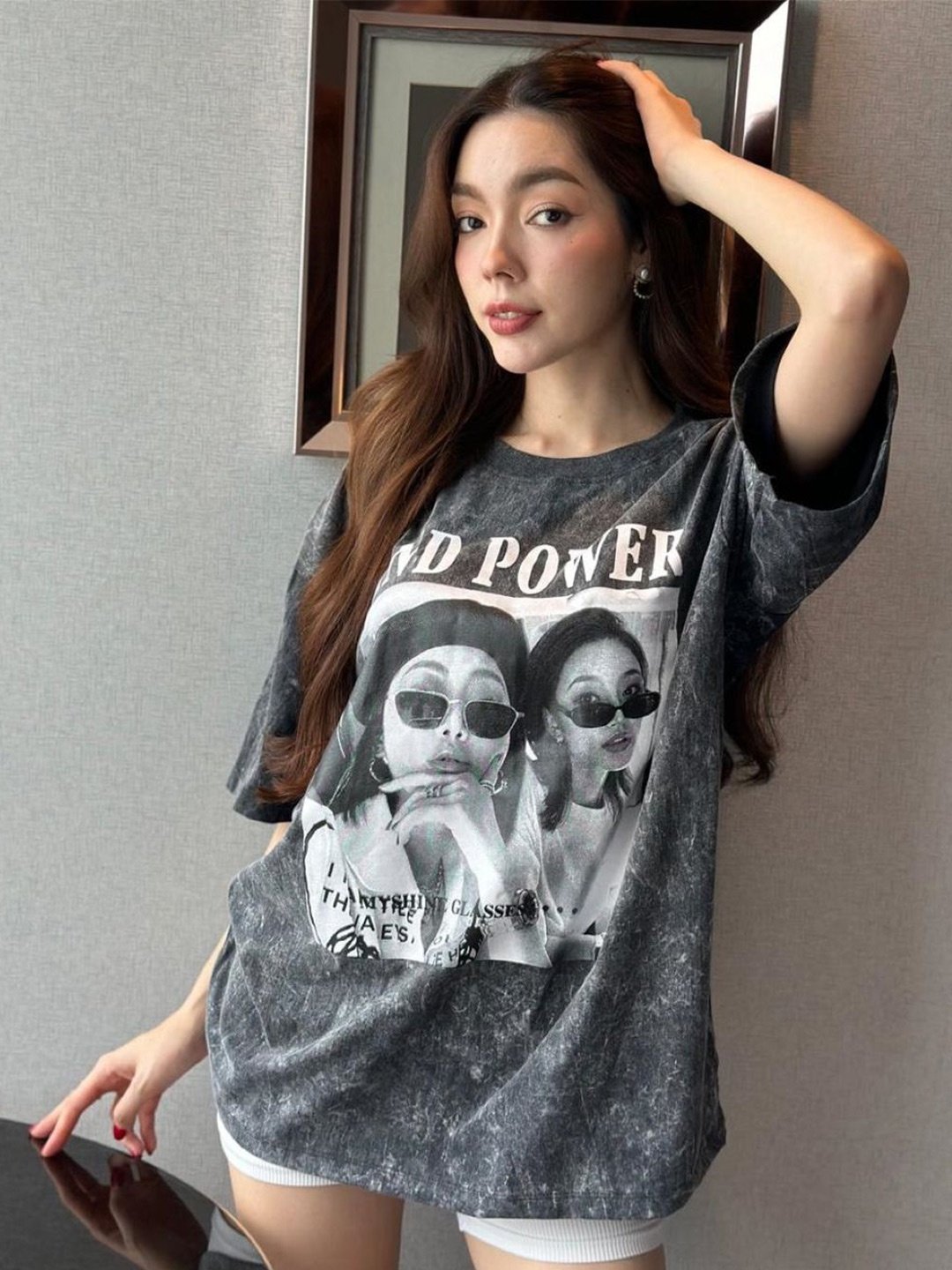 

StyleAsh Women Graphic Printed Oversized T-shirt, Grey