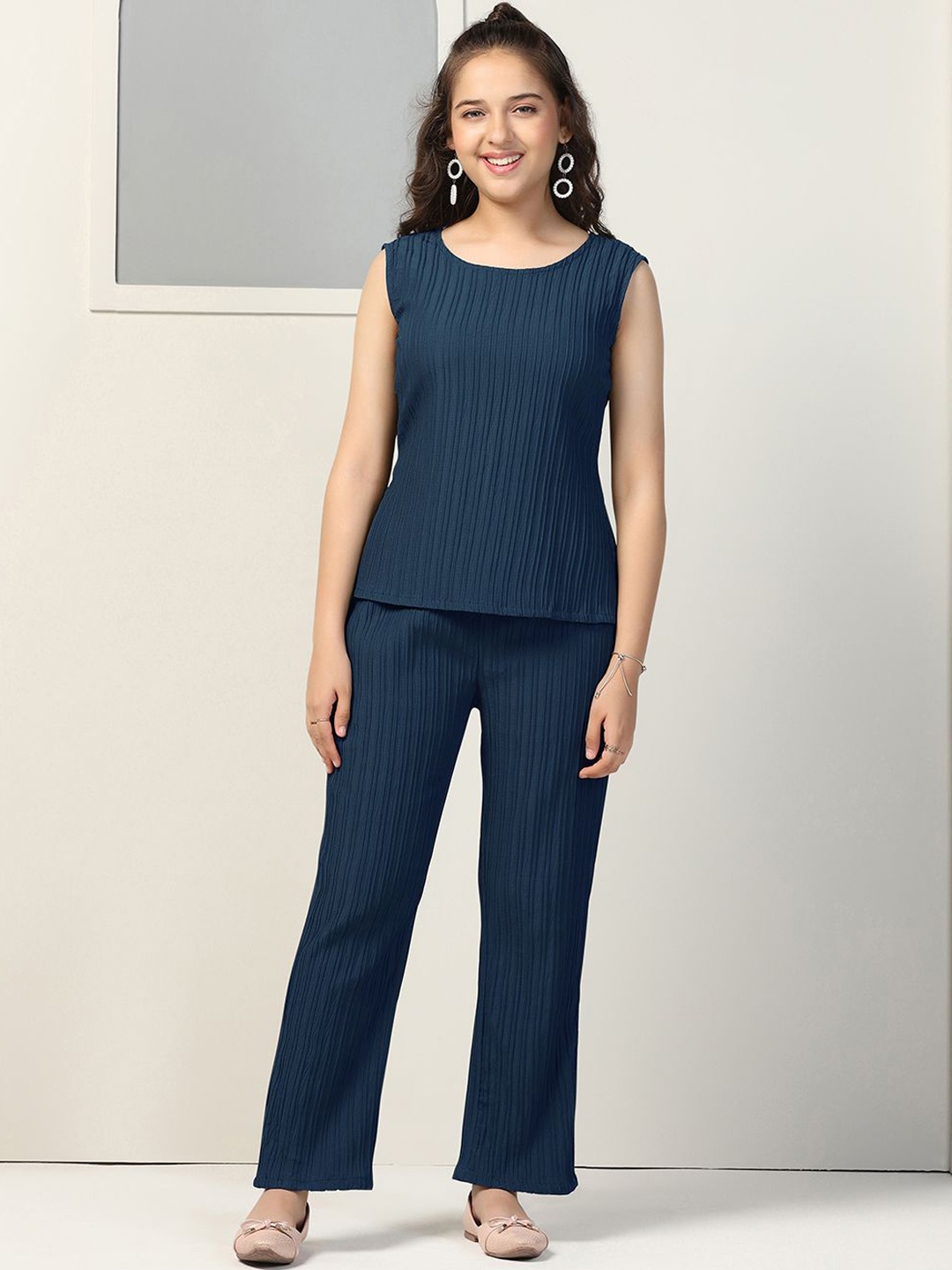 

OMPAX Round Neck Top & Trouser, Blue