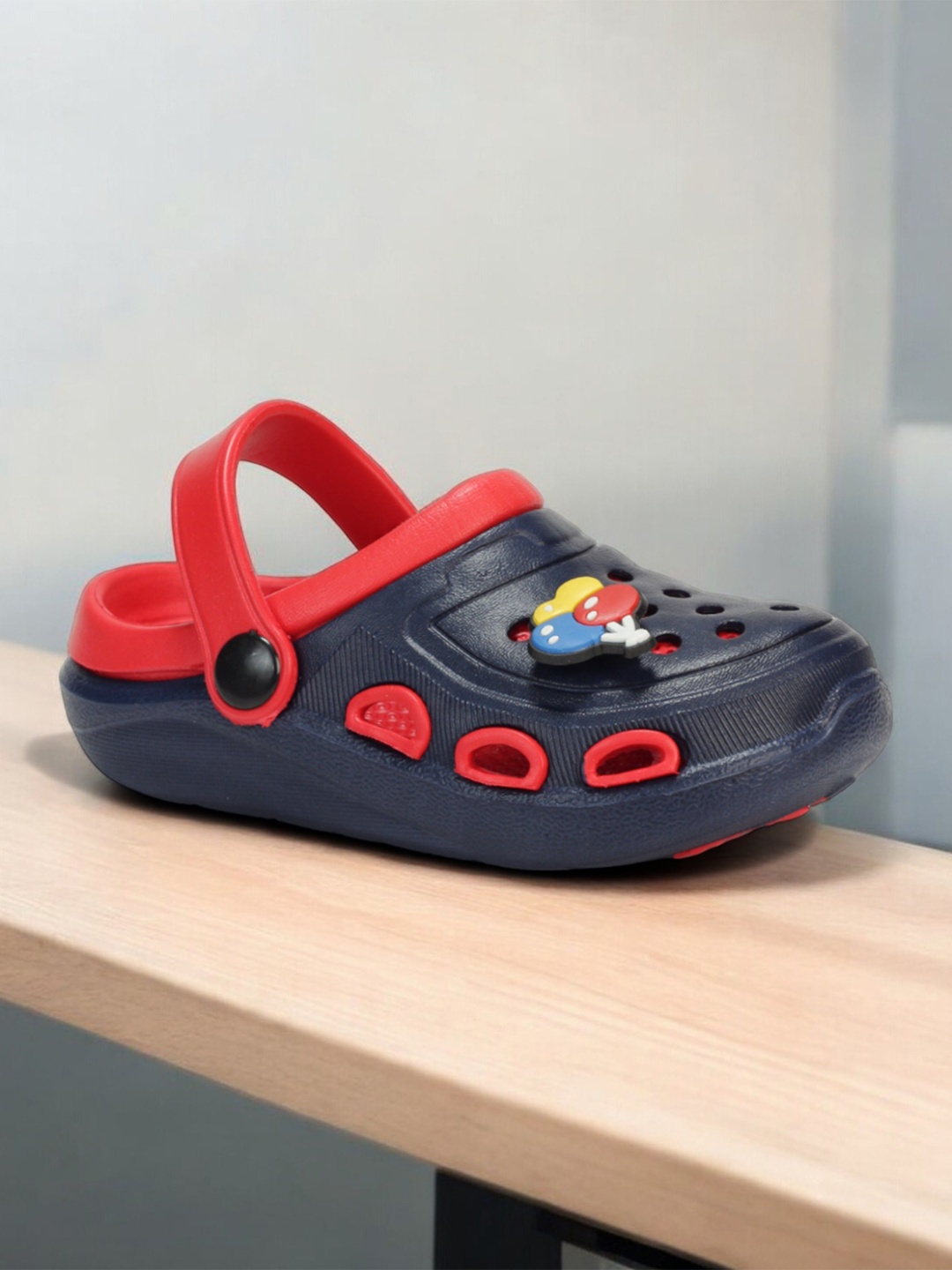 

Lil Lollipop Kids Rubber Applique Anti-Slip Clogs, Navy blue