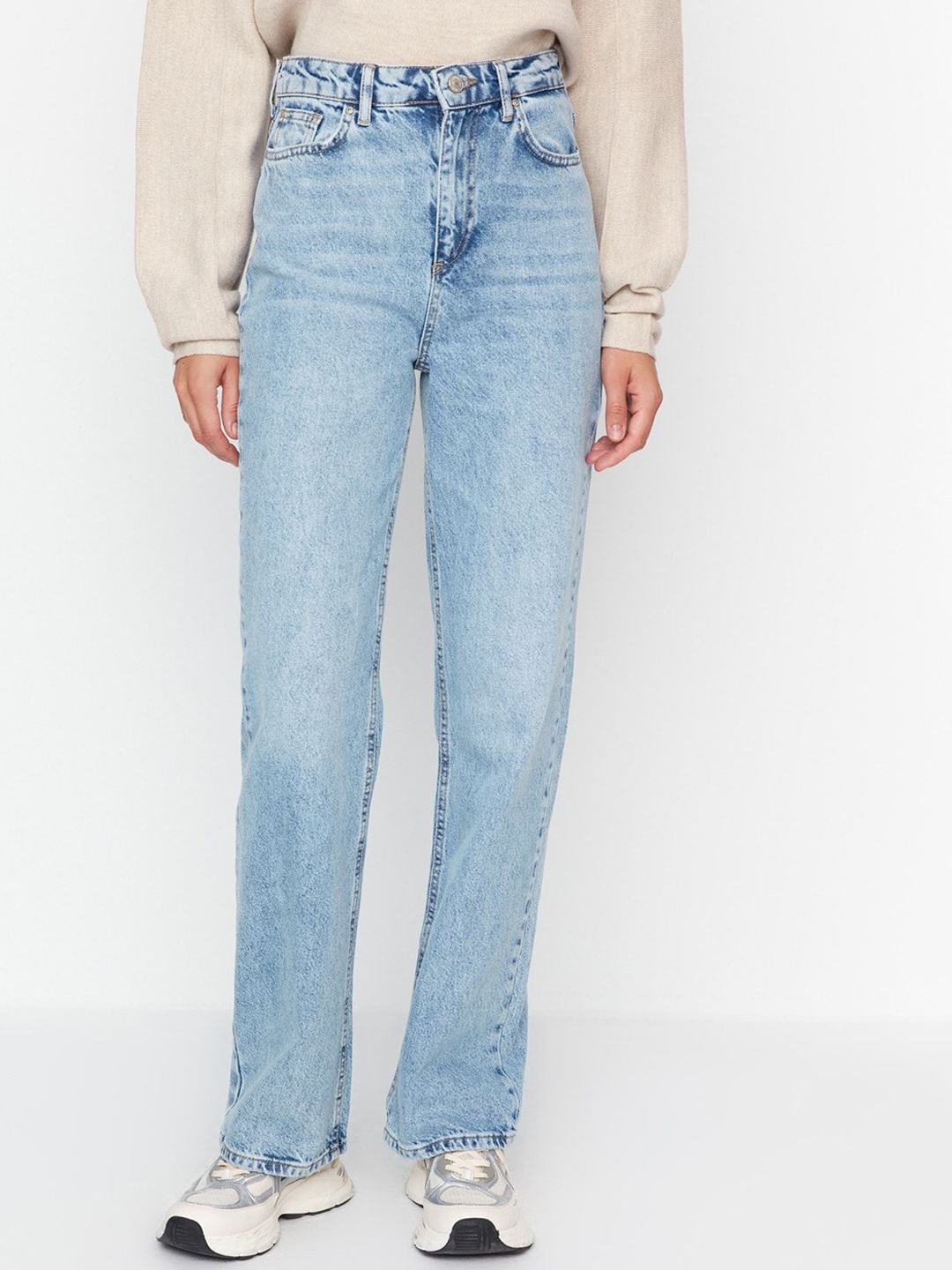 

Trendyol Women Cotton Mid-Rise Jeans, Blue