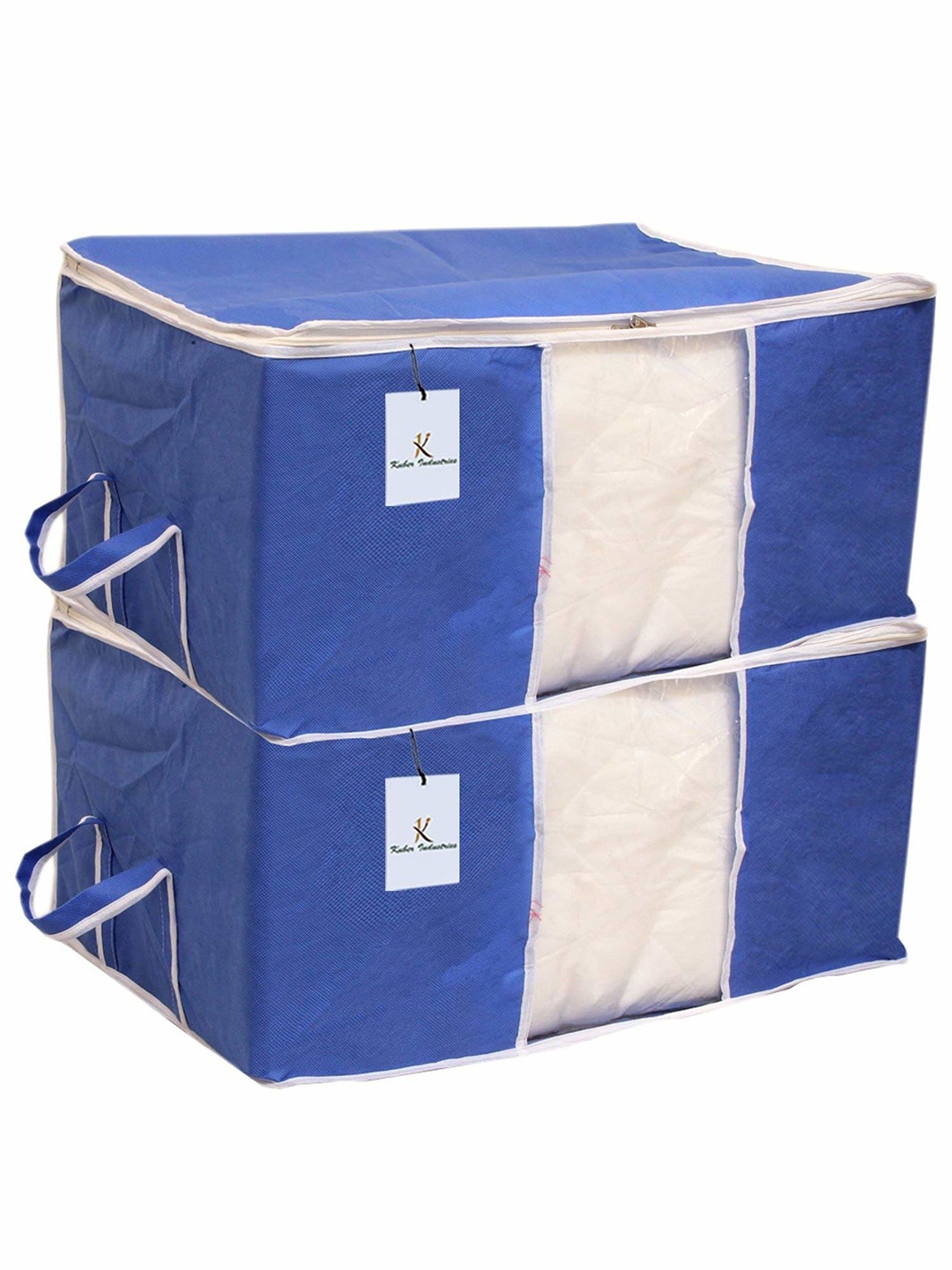 

Kuber Industries Blue & Transparent 2 Pieces Underbed Drawer Organisers