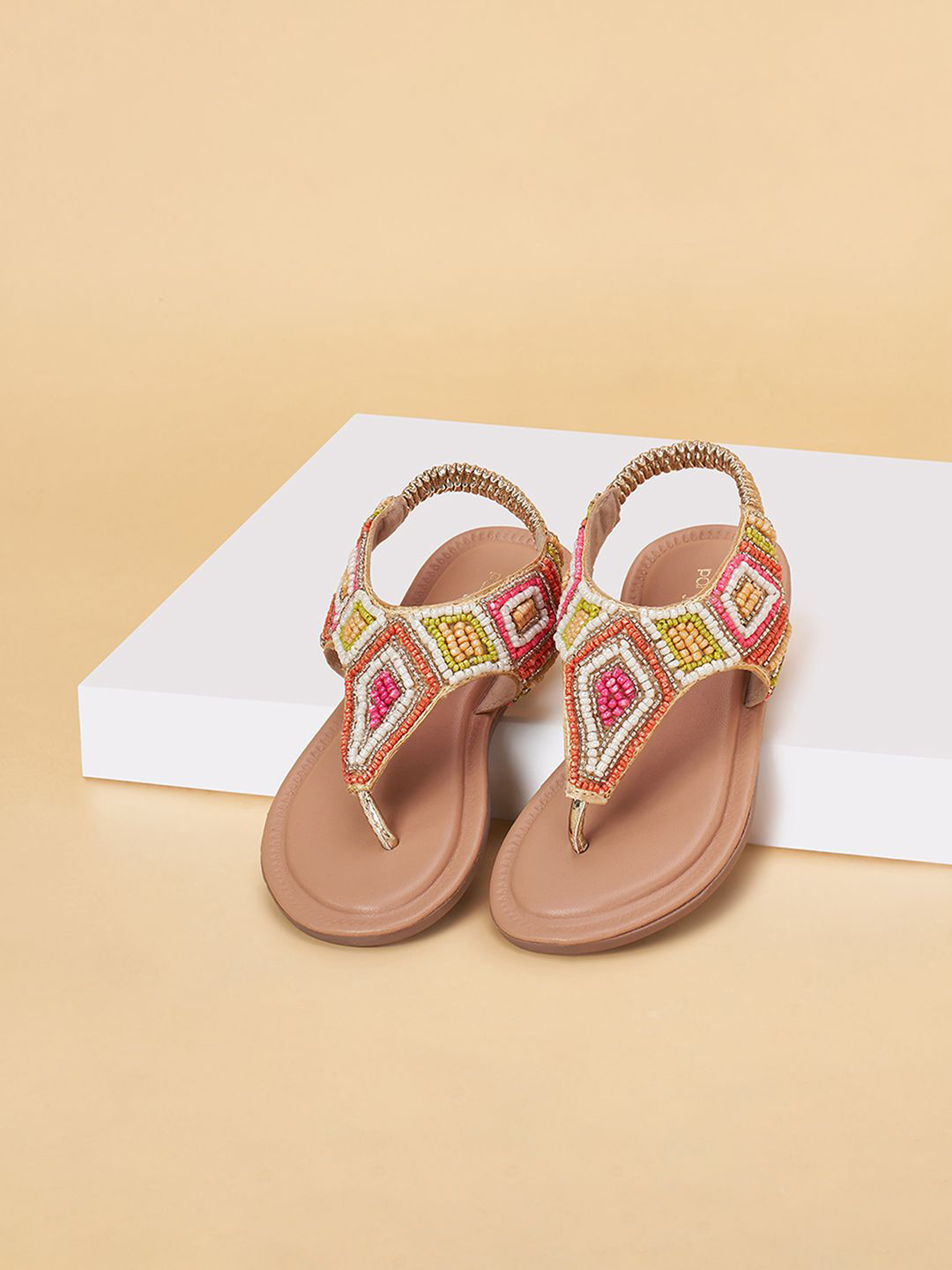 

Pantaloons Junior Girls Embellished Ethnic T-Strap Flats, Pink