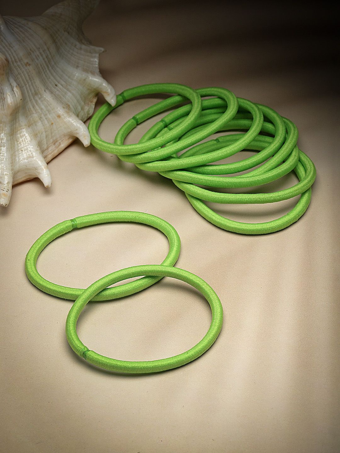 

Stoln Girls Set Of 10 Ponytail Holders, Lime green