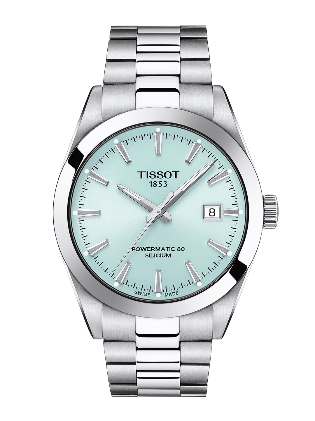 

TISSOT Men Dial & Stainless Steel Bracelet Style Straps Analogue Automatic Motion Powered Watch, Turquoise blue