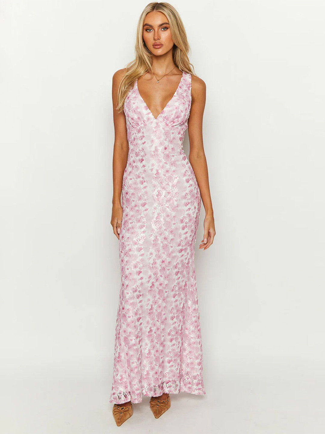 

LULU & SKY Floral Printed Maxi Dress, Pink