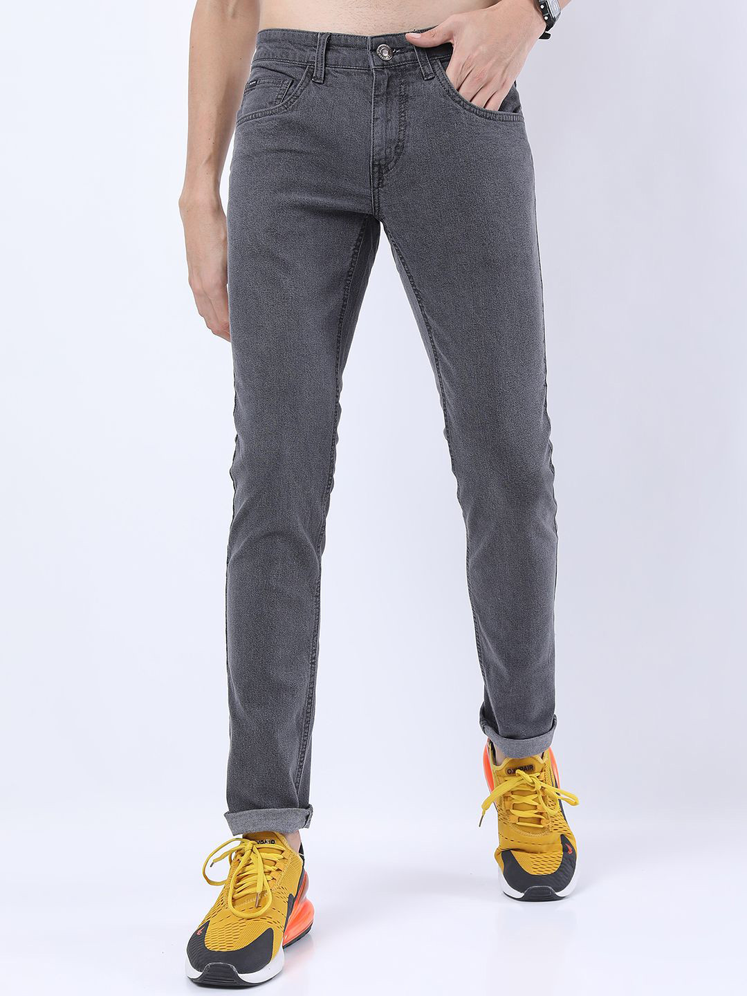 

HIGHLANDER Men Skinny Fit Mid-Rise Stretchable Jeans, Grey