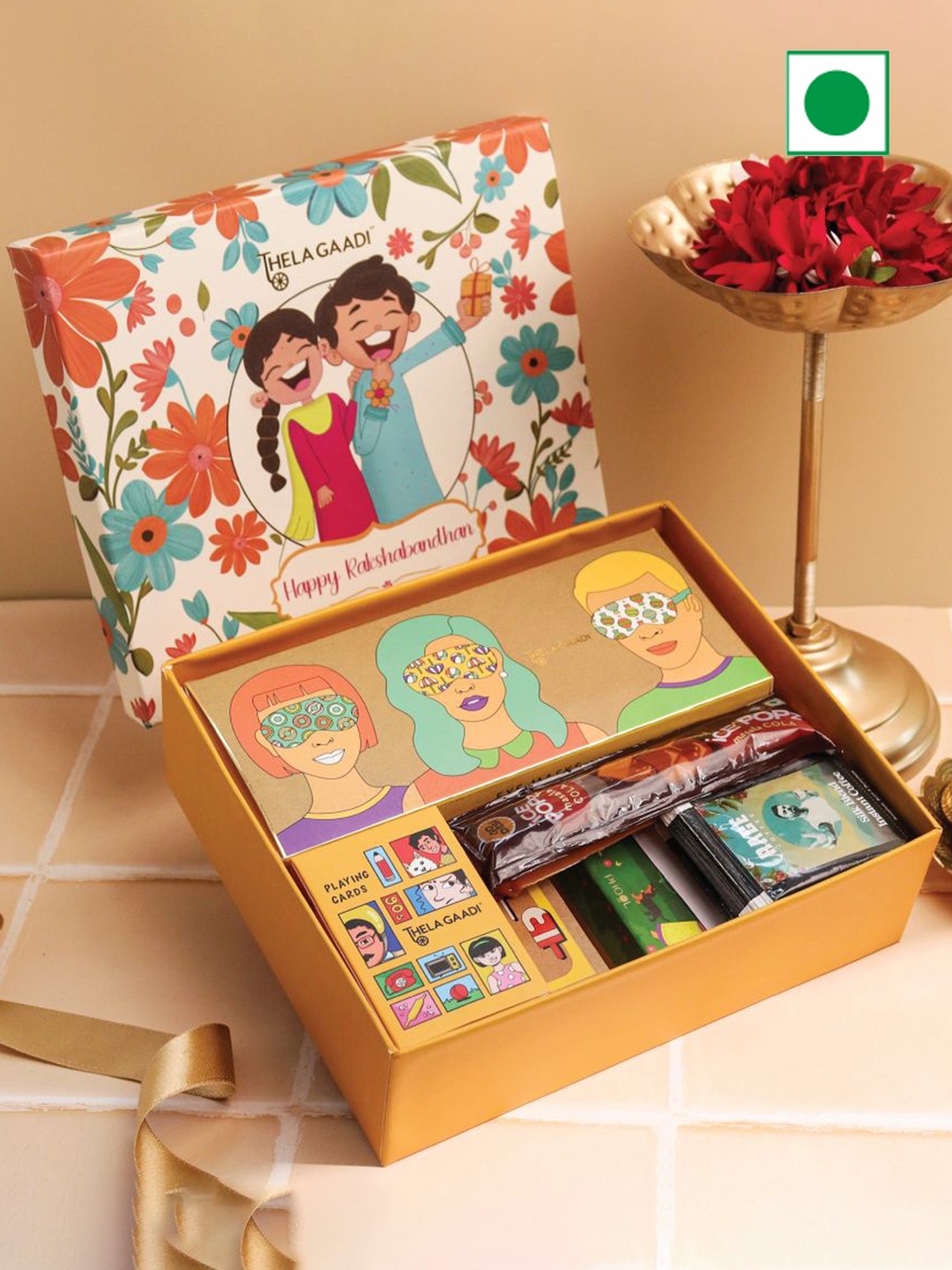 

Thela Gaadi Rakhi Gift Box with Lumba, Cream