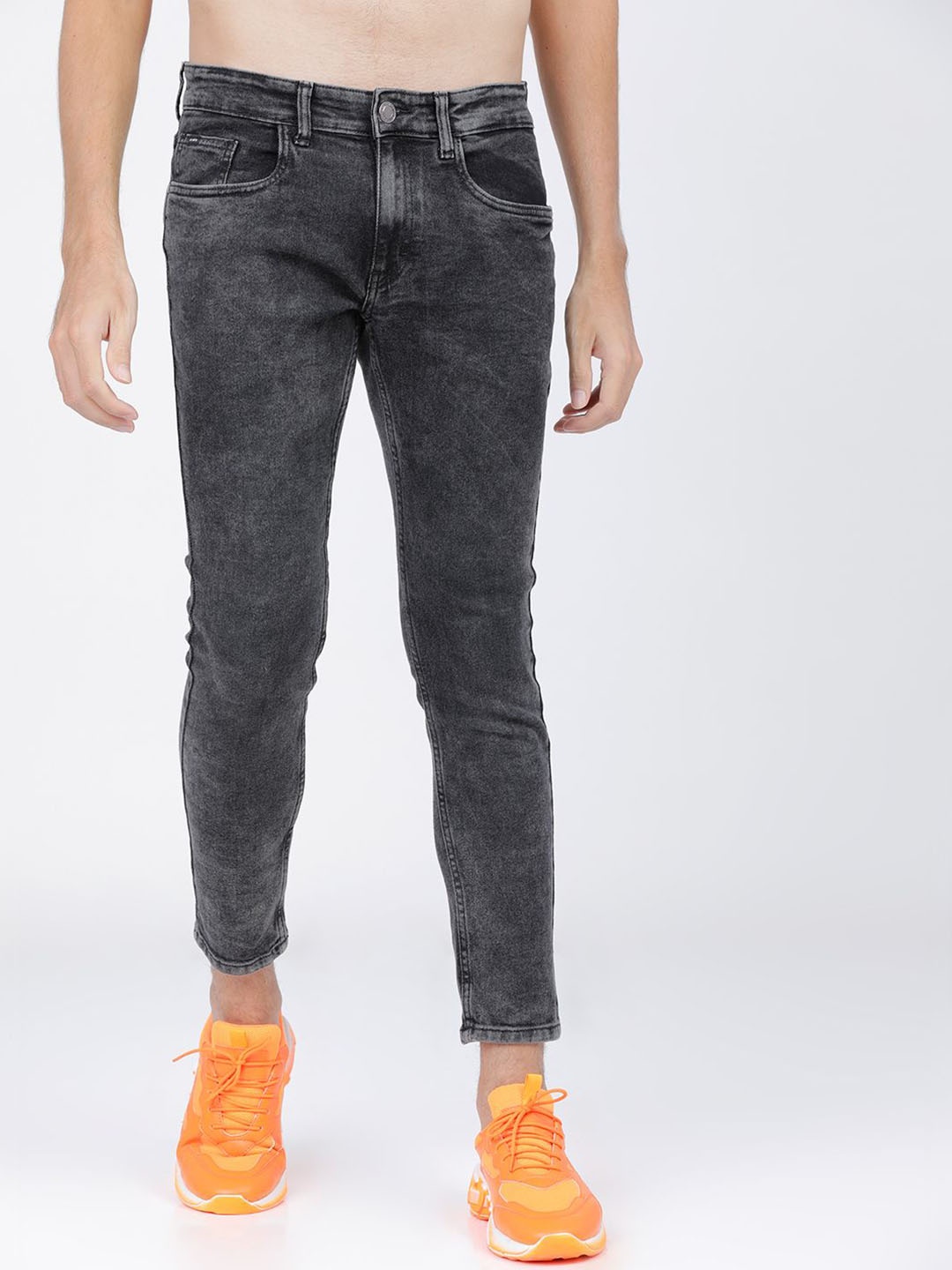 

HIGHLANDER Men Tapered Fit Heavy Fade Stretchable Jeans, Grey