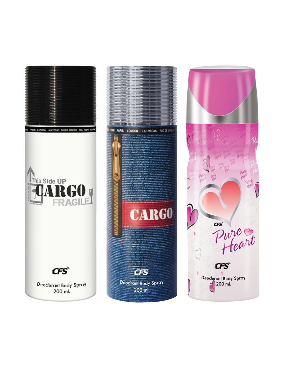 

CFS Set Of 3 Long Lasting Deodorant Body Sprays - 200ml Each, Black