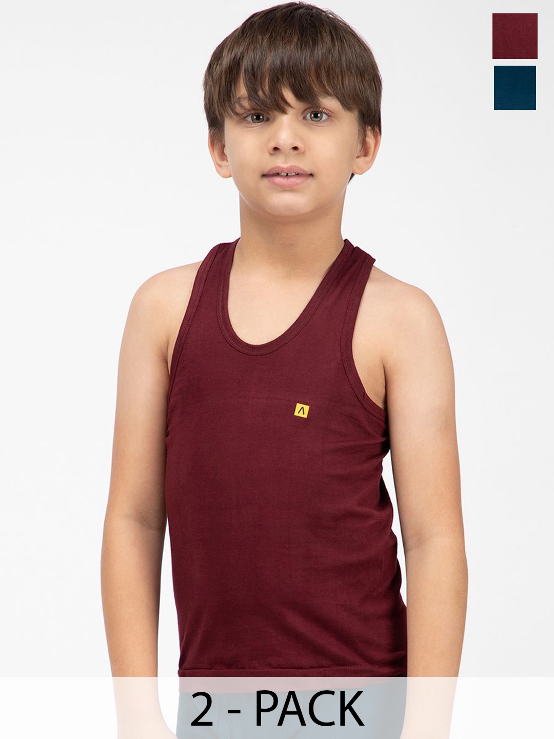 

AMUL COMFY Pack of 2 Boy Cotton Innerwear Vest, Maroon
