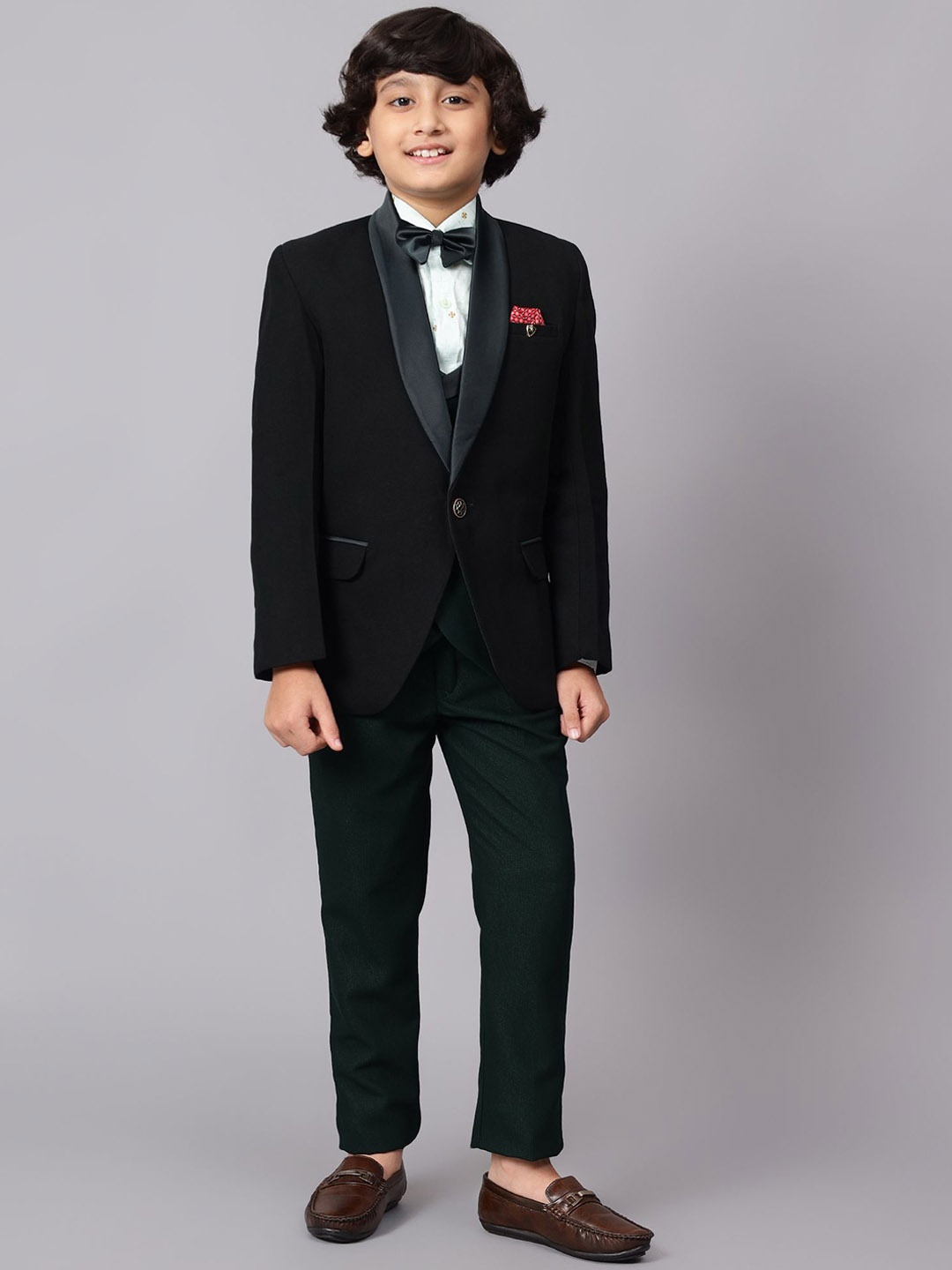 

BAESD Boys Single-Breasted Five-Piece Formal Suit, Green