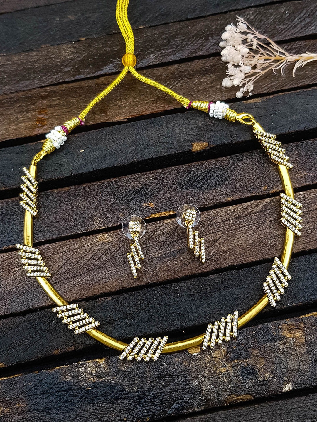 

GRIIHAM Gold-Plated Cubic Zirconia studded Jewellery Set