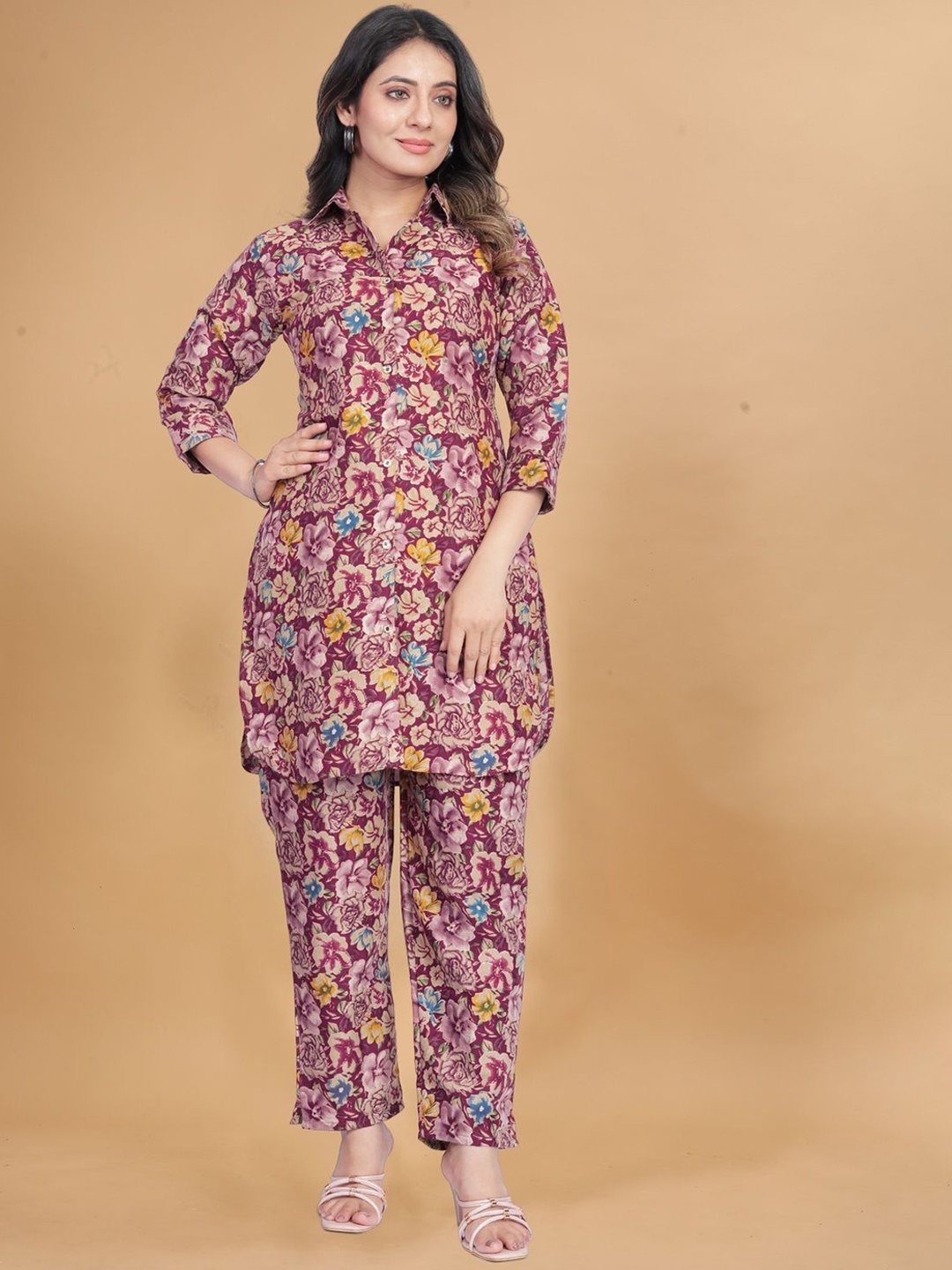 

VEECHIS Floral Printed Tunic & Trousers, Pink