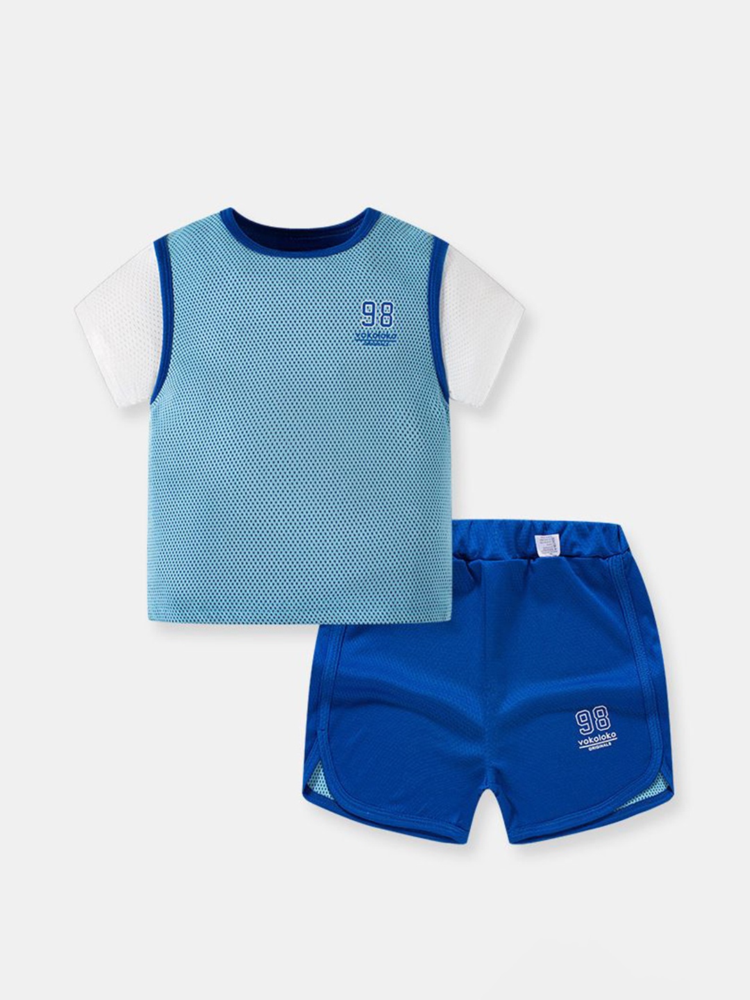 

StyleCast Kids Blue Self Design T-shirt With Shorts