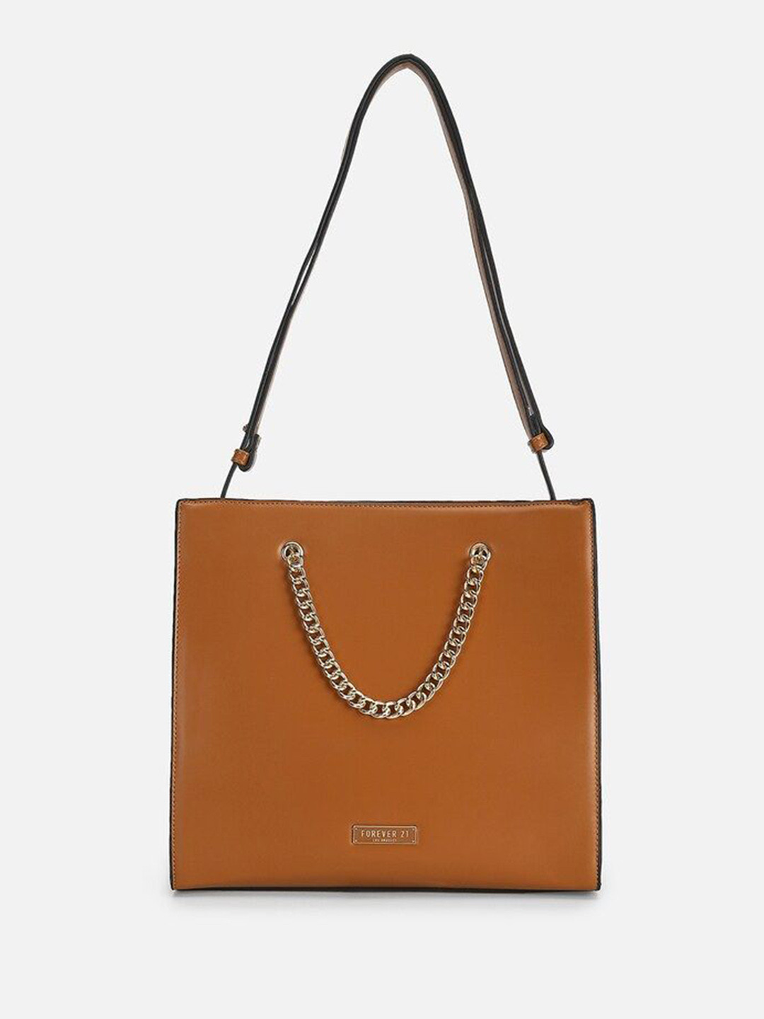 

FOREVER 21 Embellished PU Structured Shoulder Bag, Brown