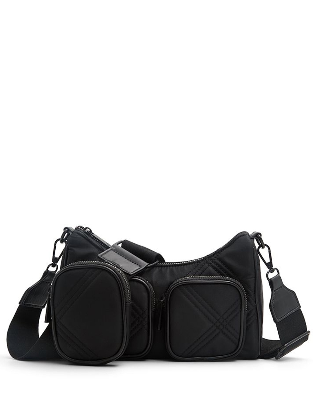 

ALDO Textured Structured Sling Bag with Fringed, Black