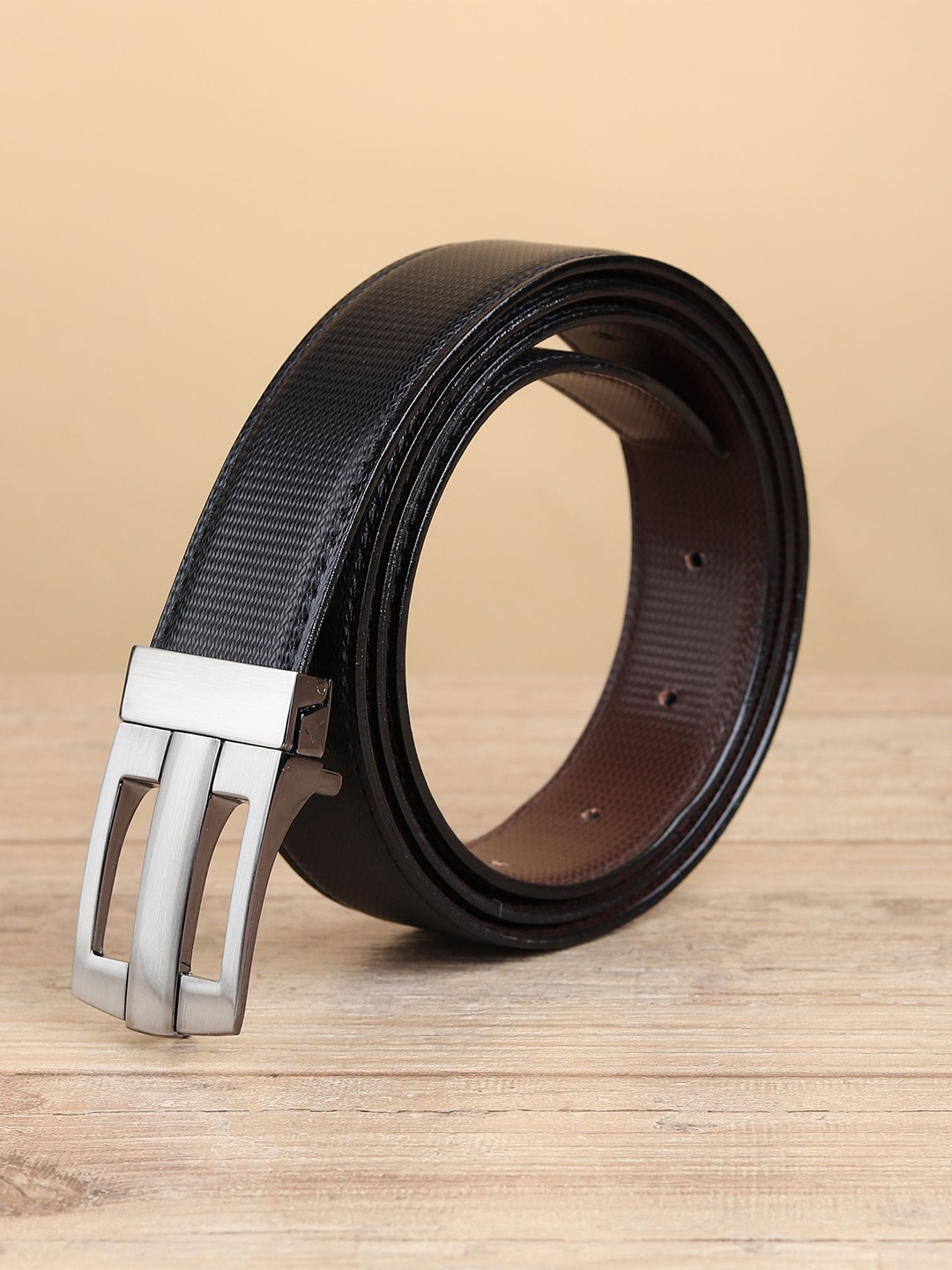 

WINSOME DEAL Men Push Pin Textured Formal Belt, Black