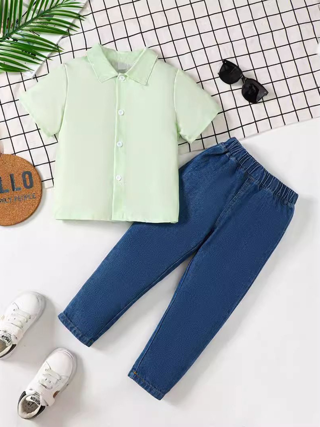 

StyleCast Green & Blue Boys Shirt with Trousers