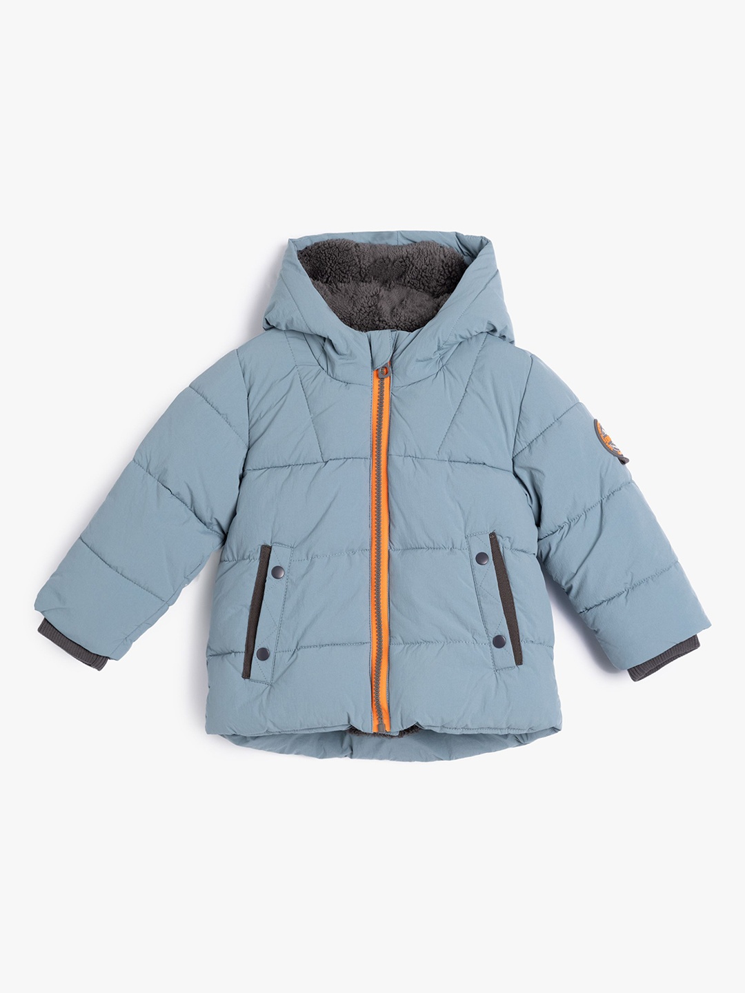 

Koton Boys Solid Hooded Parka Jacket, Blue