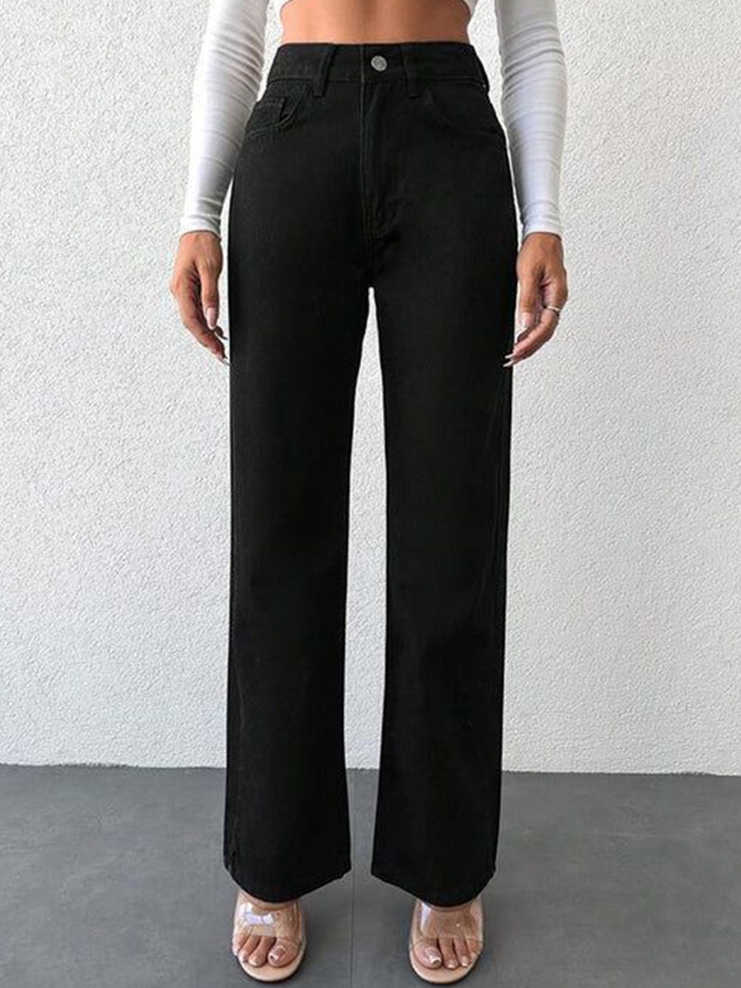 

BAESD Women Flared Slash Knee Stretchable Jeans, Black