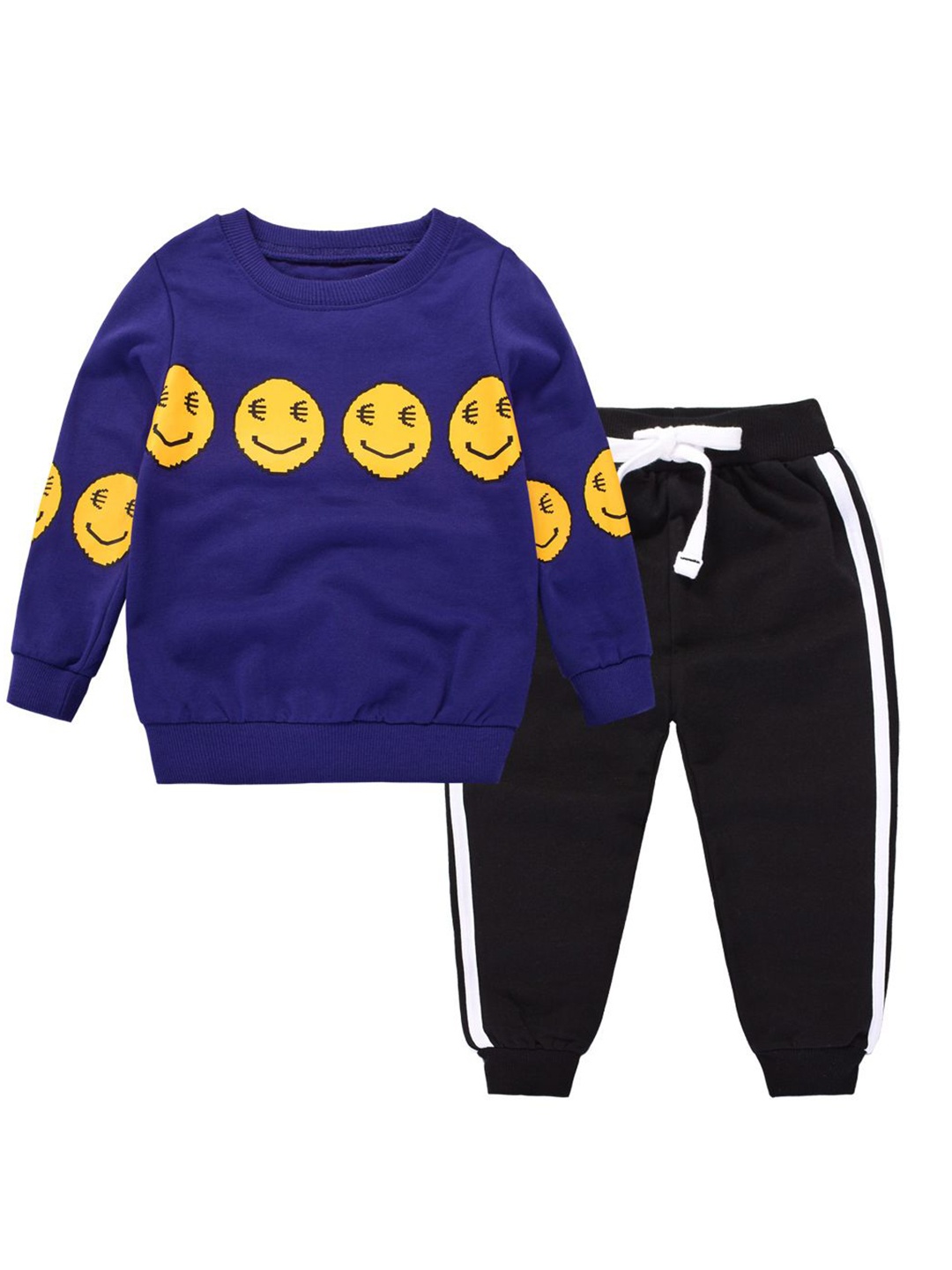 

StyleCast Kids Navy Blue & Black Printed Cotton Sweatshirt With Joggers