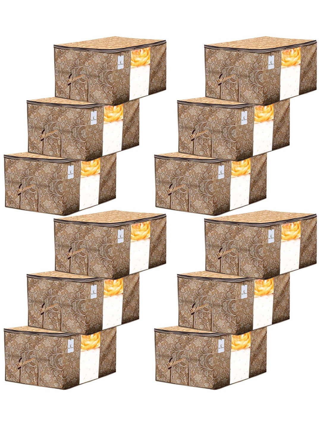 

Kuber Industries Beige & Transparent 12 Pieces Underbed Drawer Organisers