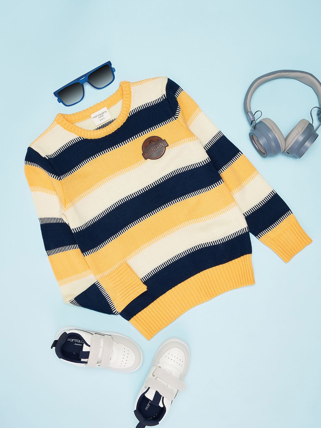 

Pantaloons Junior Boys Striped Pullover, Yellow