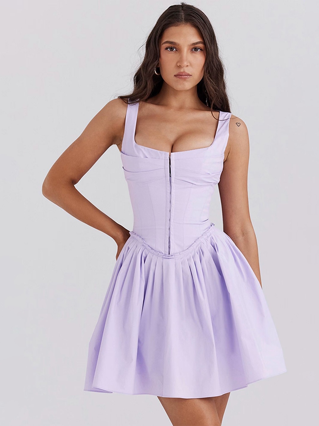 

LULU & SKY Solid Fit & Flare Dress, Purple