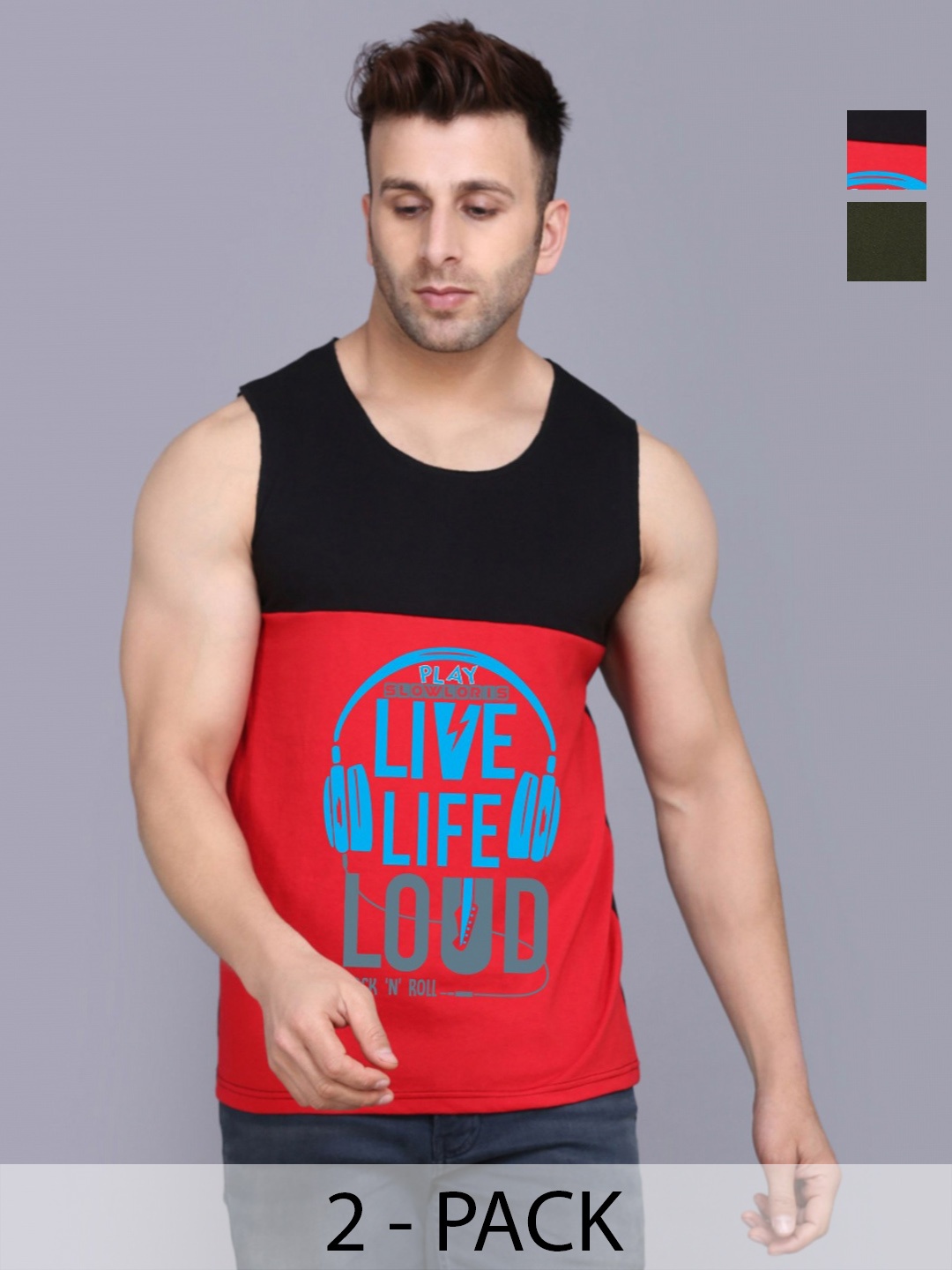 

SLOWLORIS Men Pack Of 2 Typography Printed Round Neck Cotton Slim Fit T-Shirt, Black