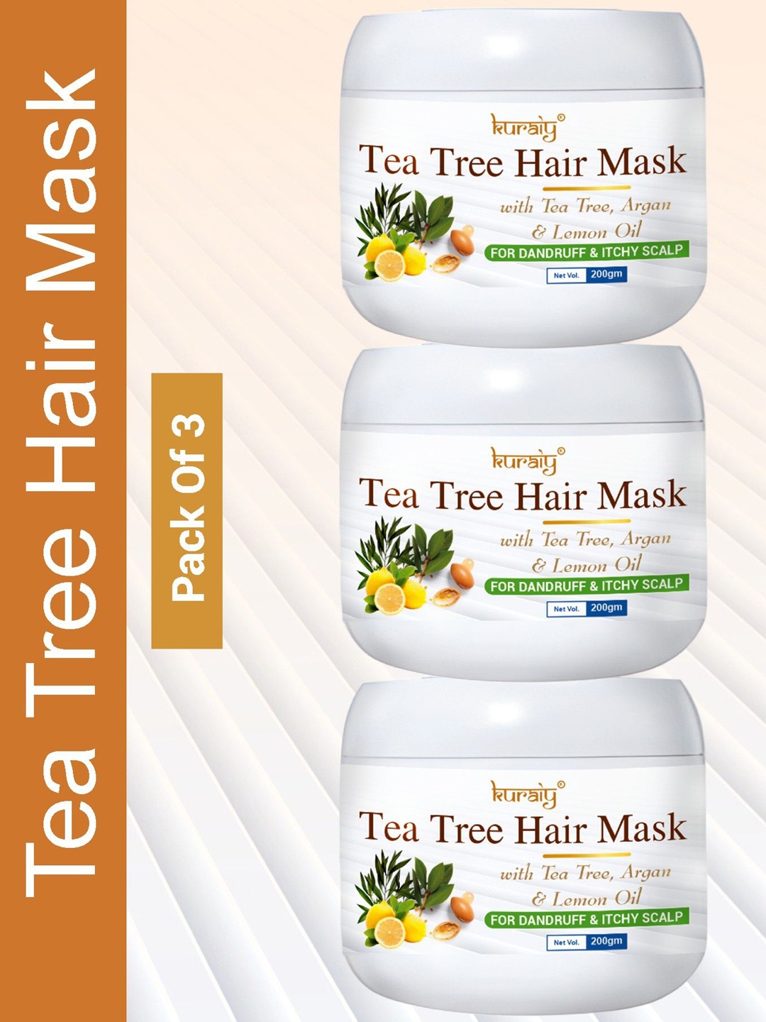 

KURAIY Set Of 3 Tea Tree Hair Mask- 200g Each, White