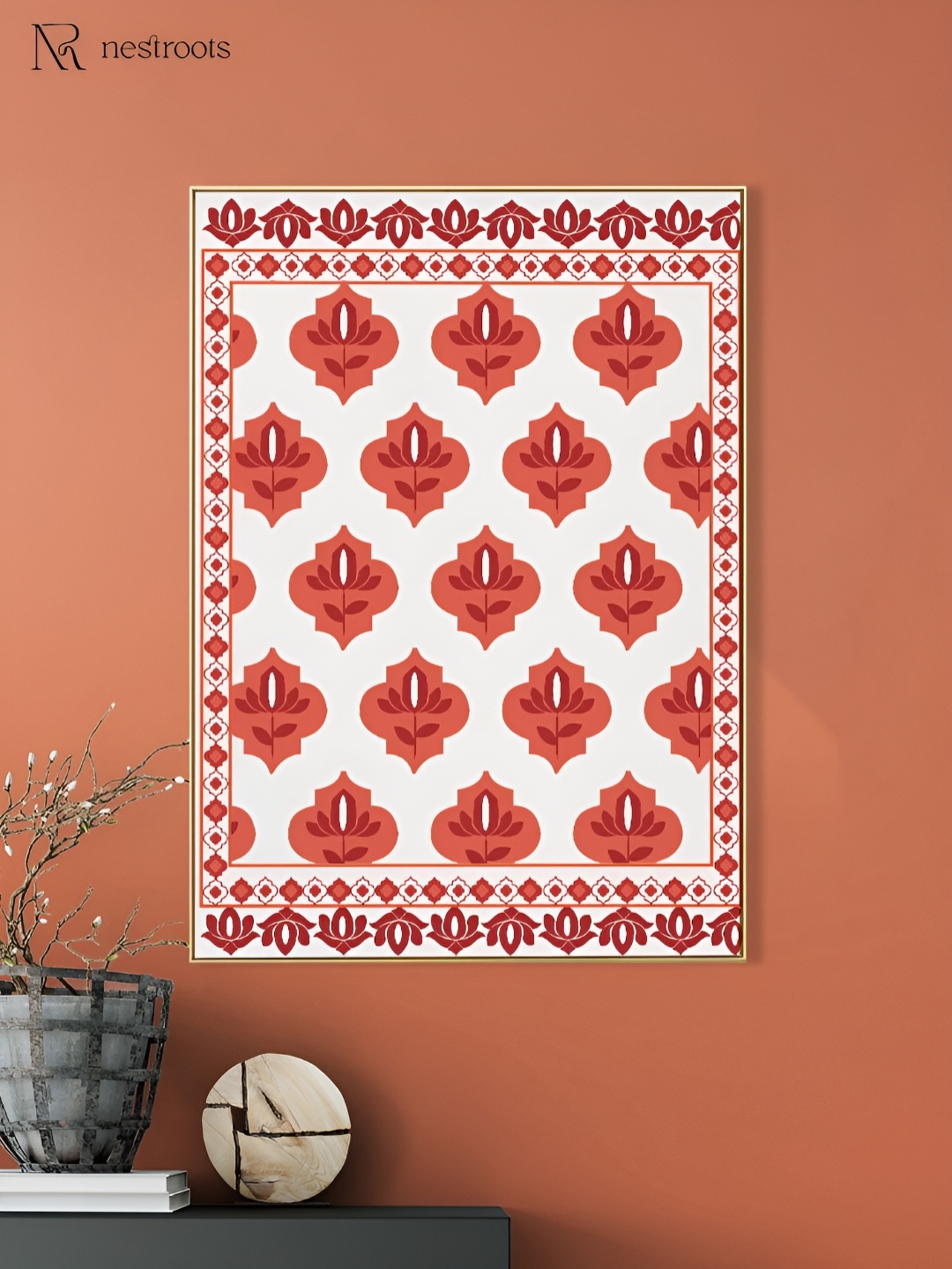 

nestroots White & Red Floral and Botanical Wooden Wall Art