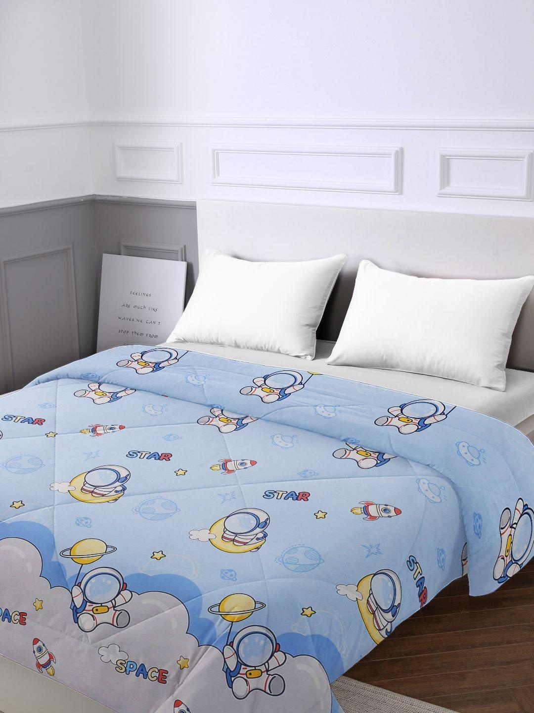 

URBAN DREAM Blue & White Cartoon Printed AC Room 120 GSM Cotton Double Bed Comforter