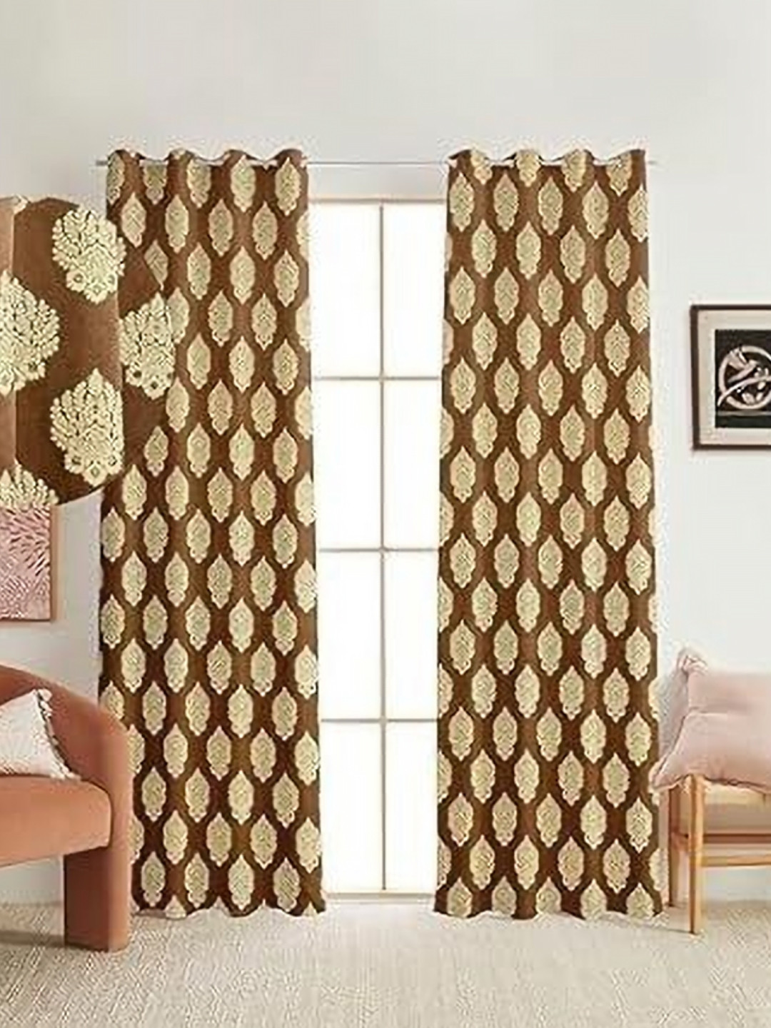 

Banchmark Home Furnishings Brown & Gold-Toned 2 Pieces Ethnic Motifs Long Door Curtain