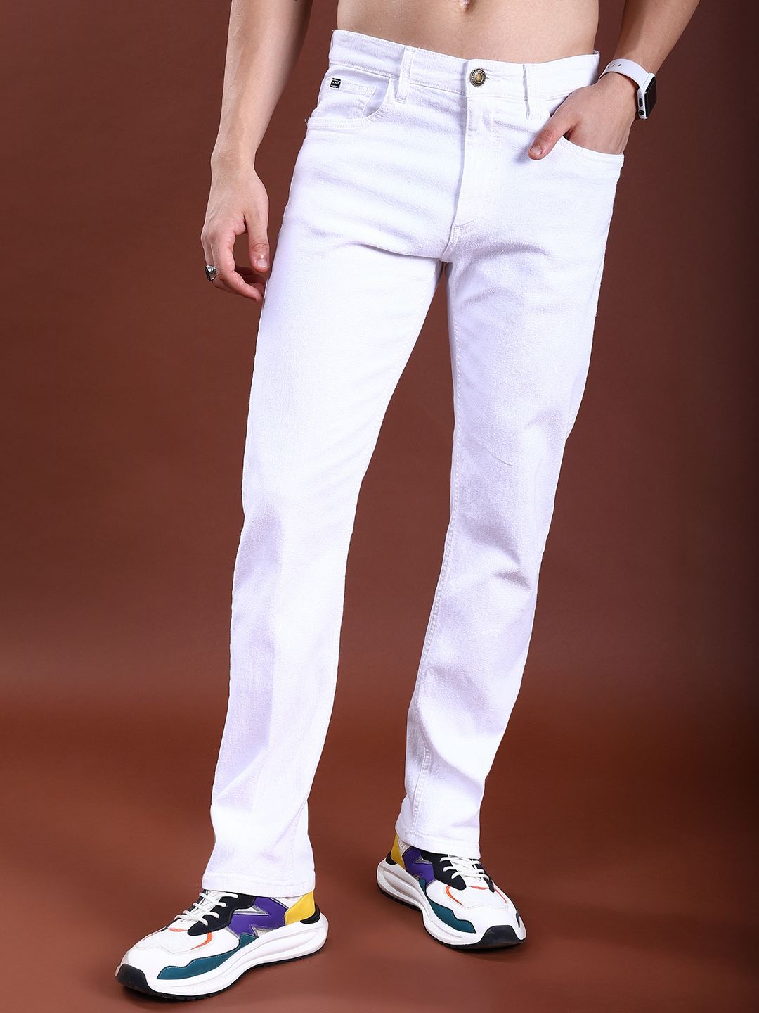 

HIGHLANDER Men Straight Fit Stretchable Jeans, White