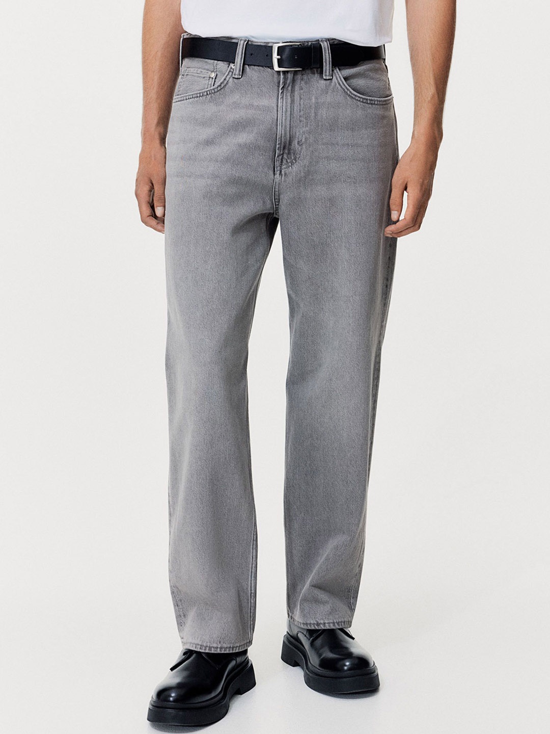 

H&M Pure Cotton Loose Jeans, Grey