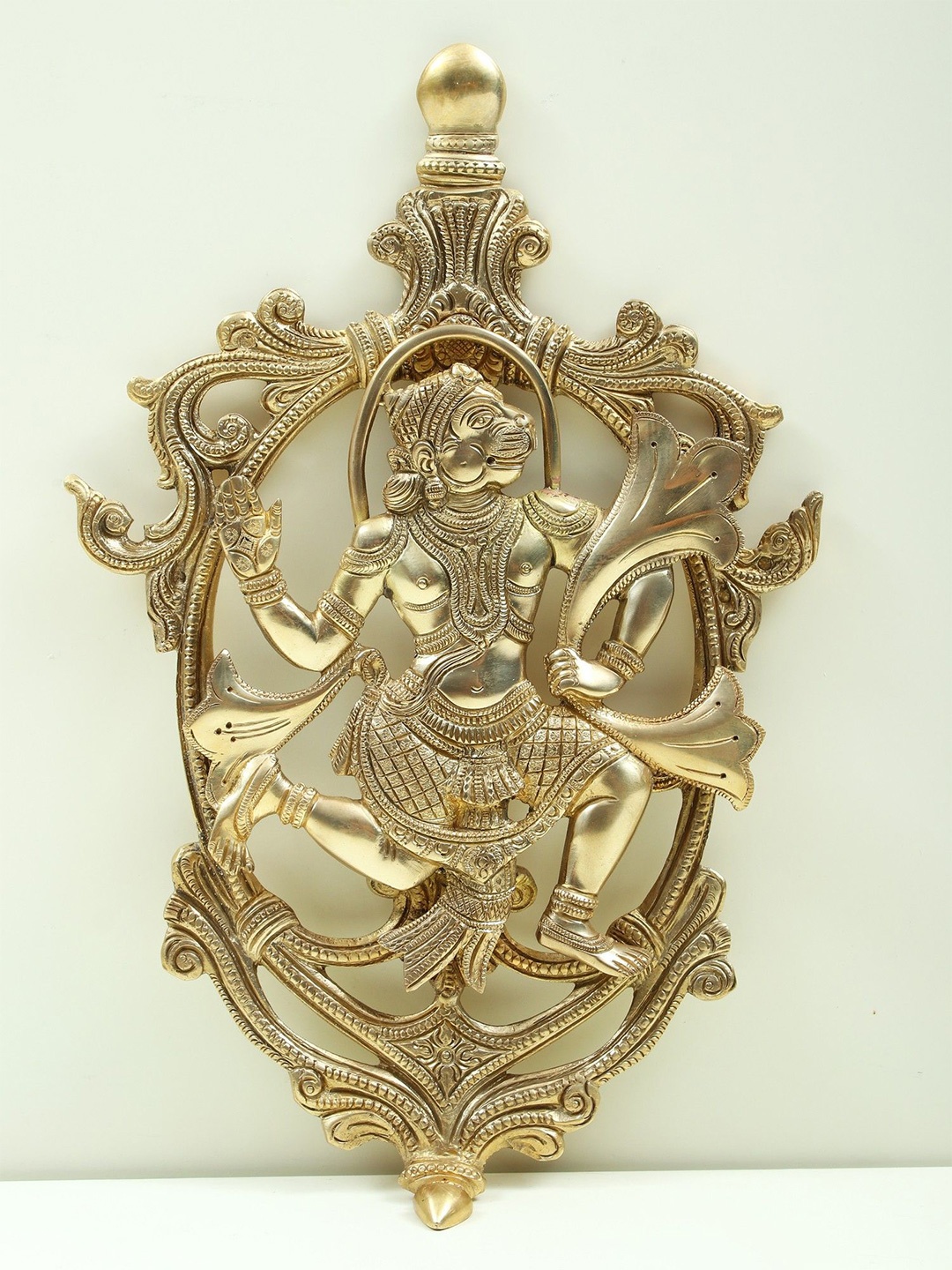 

Exotic India 13" Brass Lord Hanuman Wall Hanging, Gold