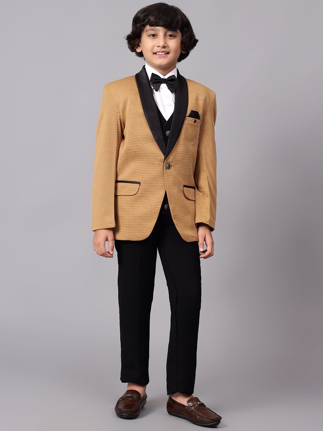 

BAESD Boys Slim-Fit Single-Breasted Three-Piece Suit, Brown